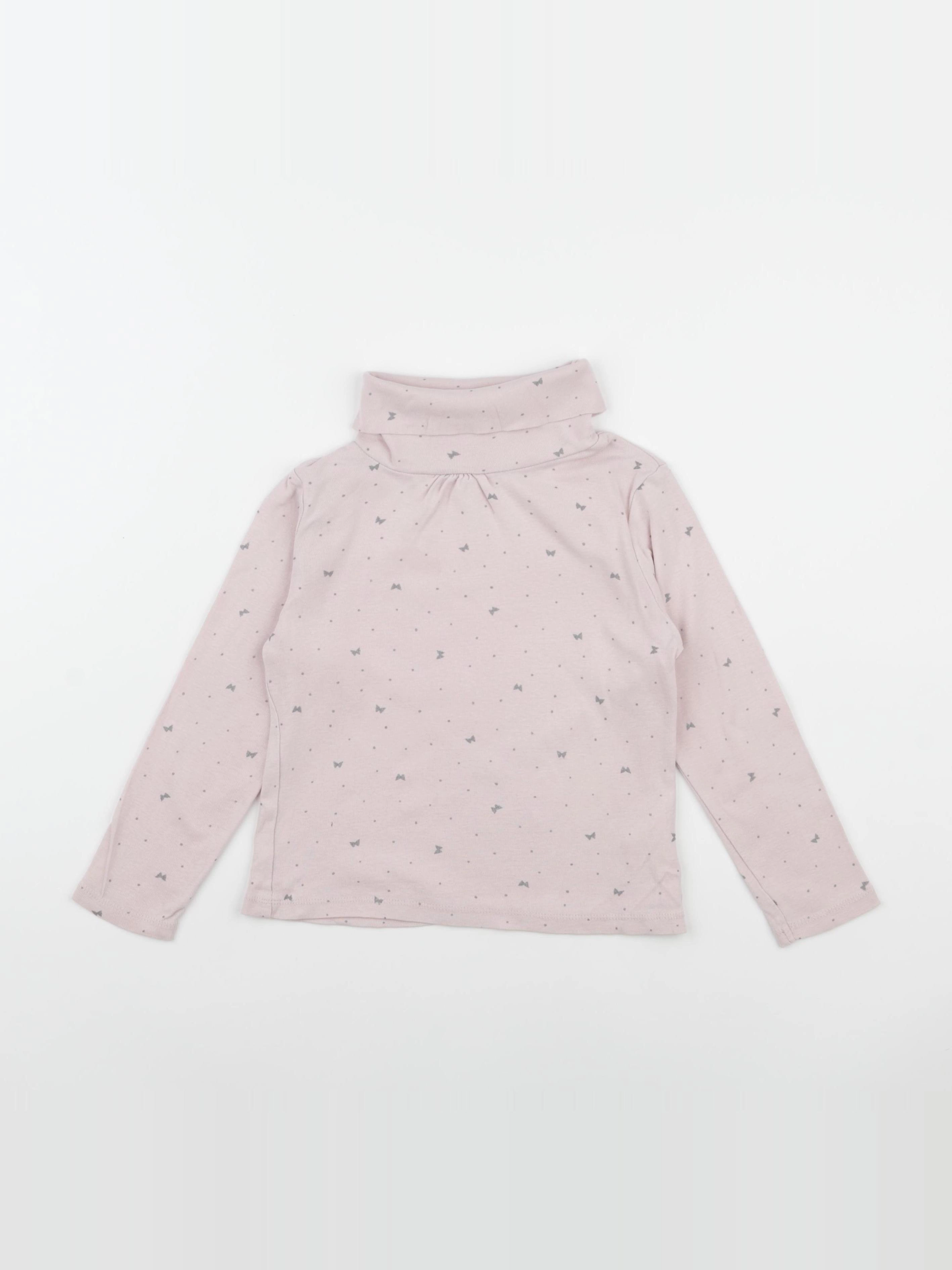 Vertbaudet - sous-pull rose, gris - 6 ans