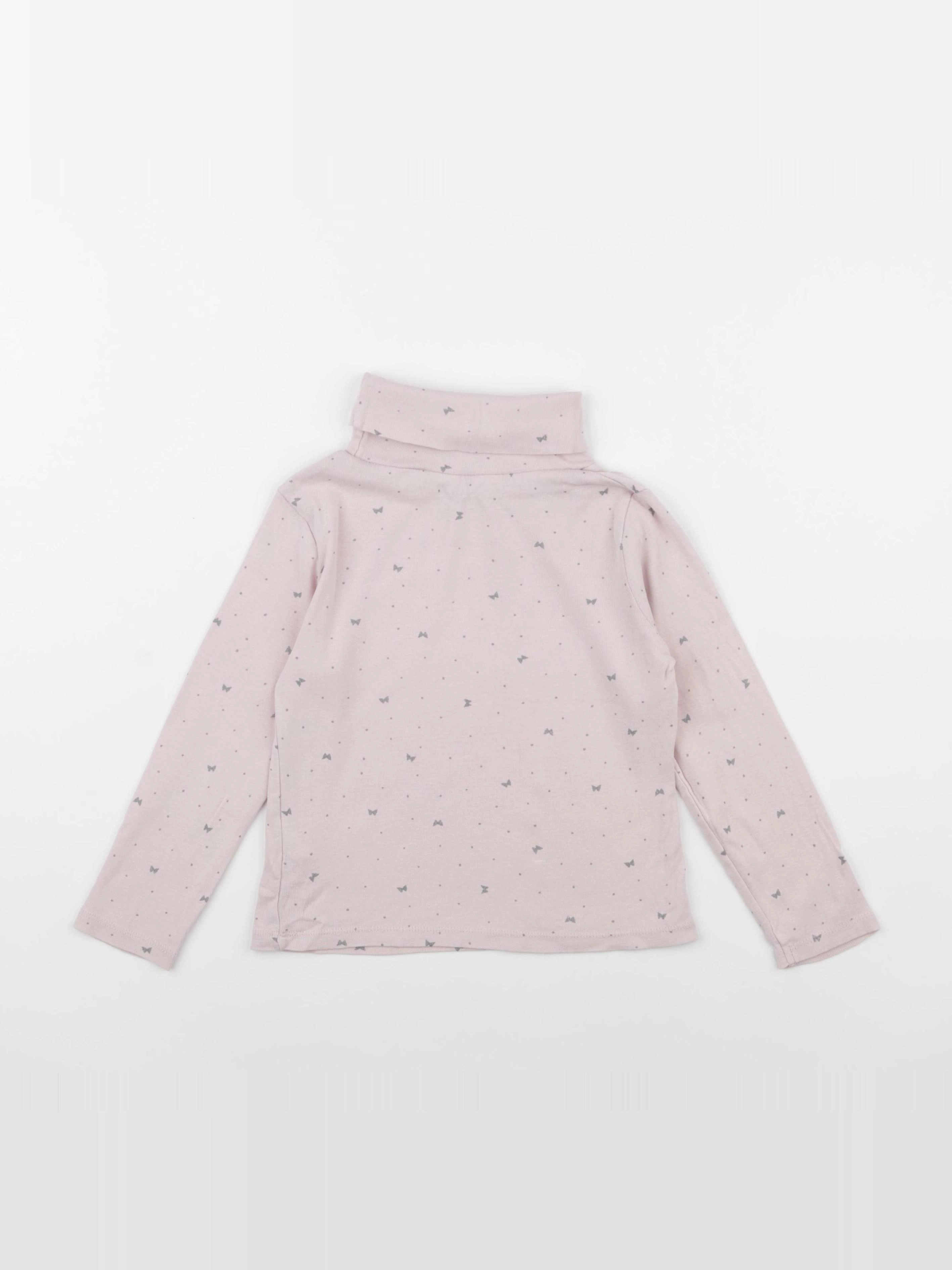 Vertbaudet - sous-pull rose, gris - 6 ans