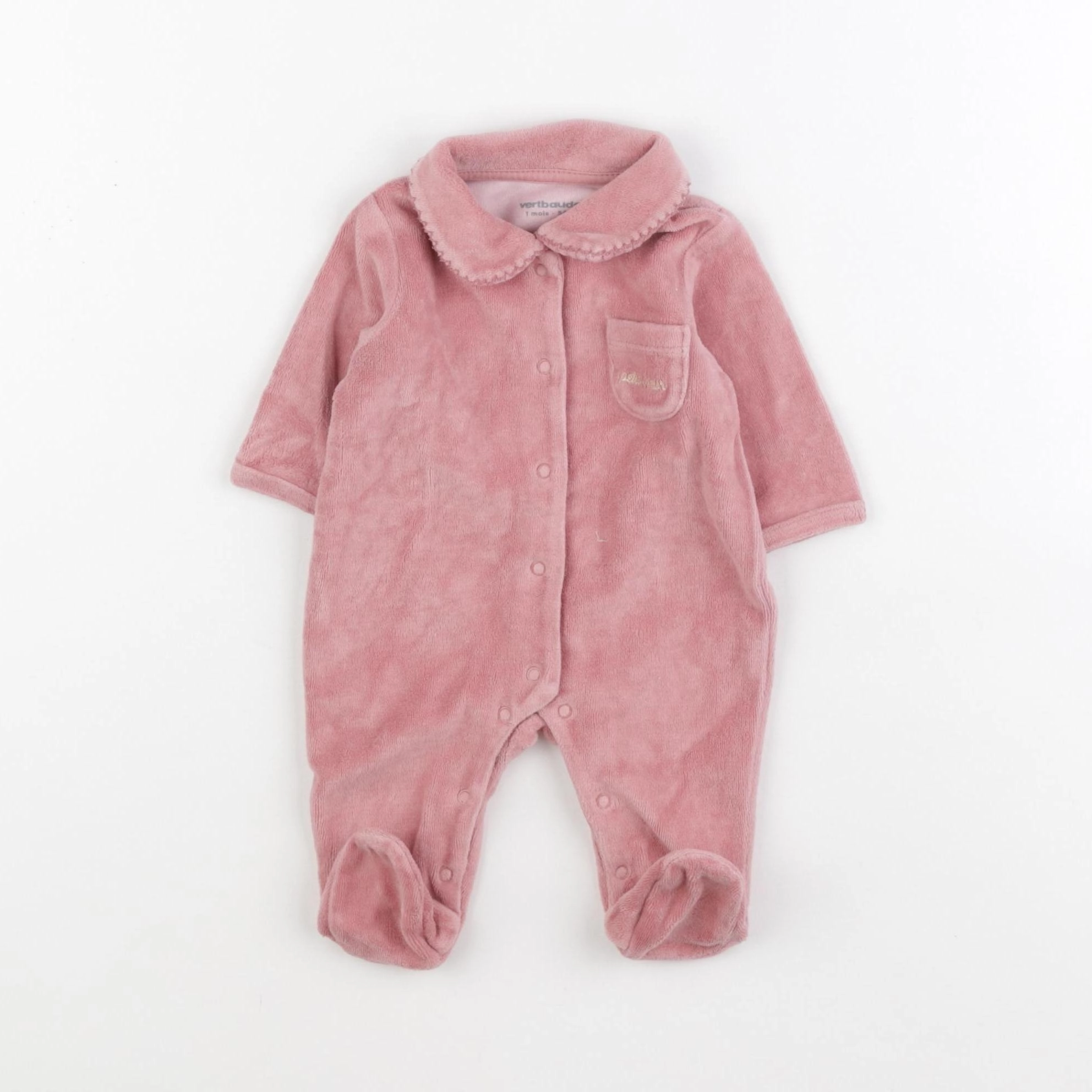 Vertbaudet - pyjama velours rose - 1 mois