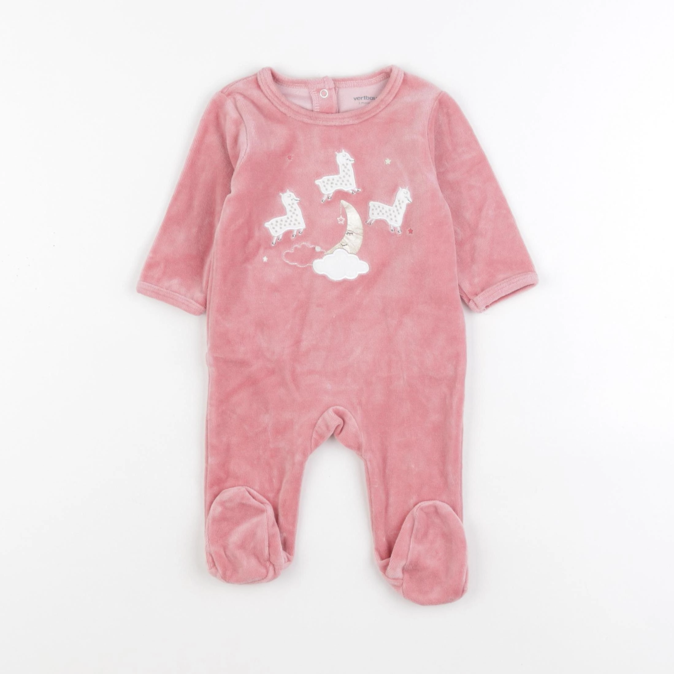Vertbaudet - pyjama velours rose - 3 mois