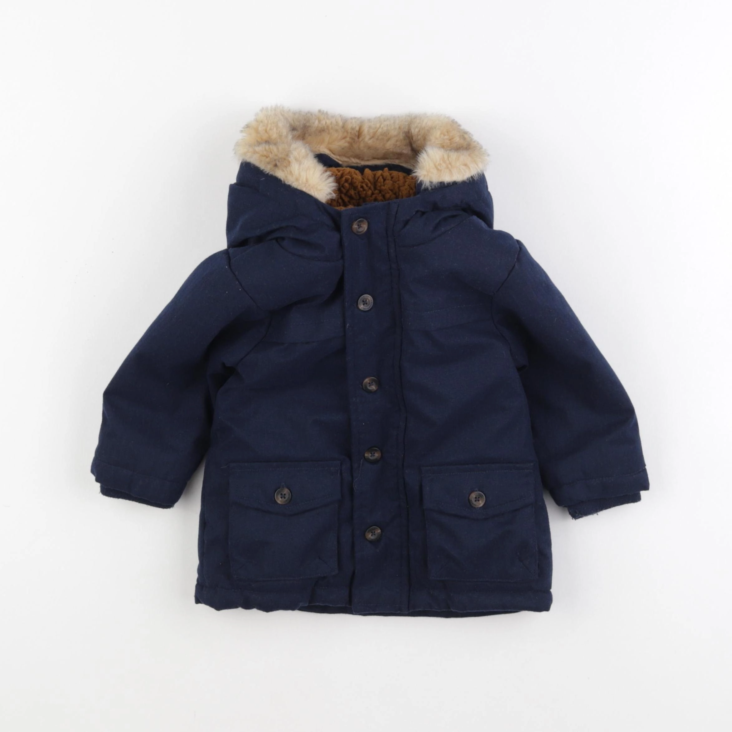 Vertbaudet - manteau bleu - 12 mois