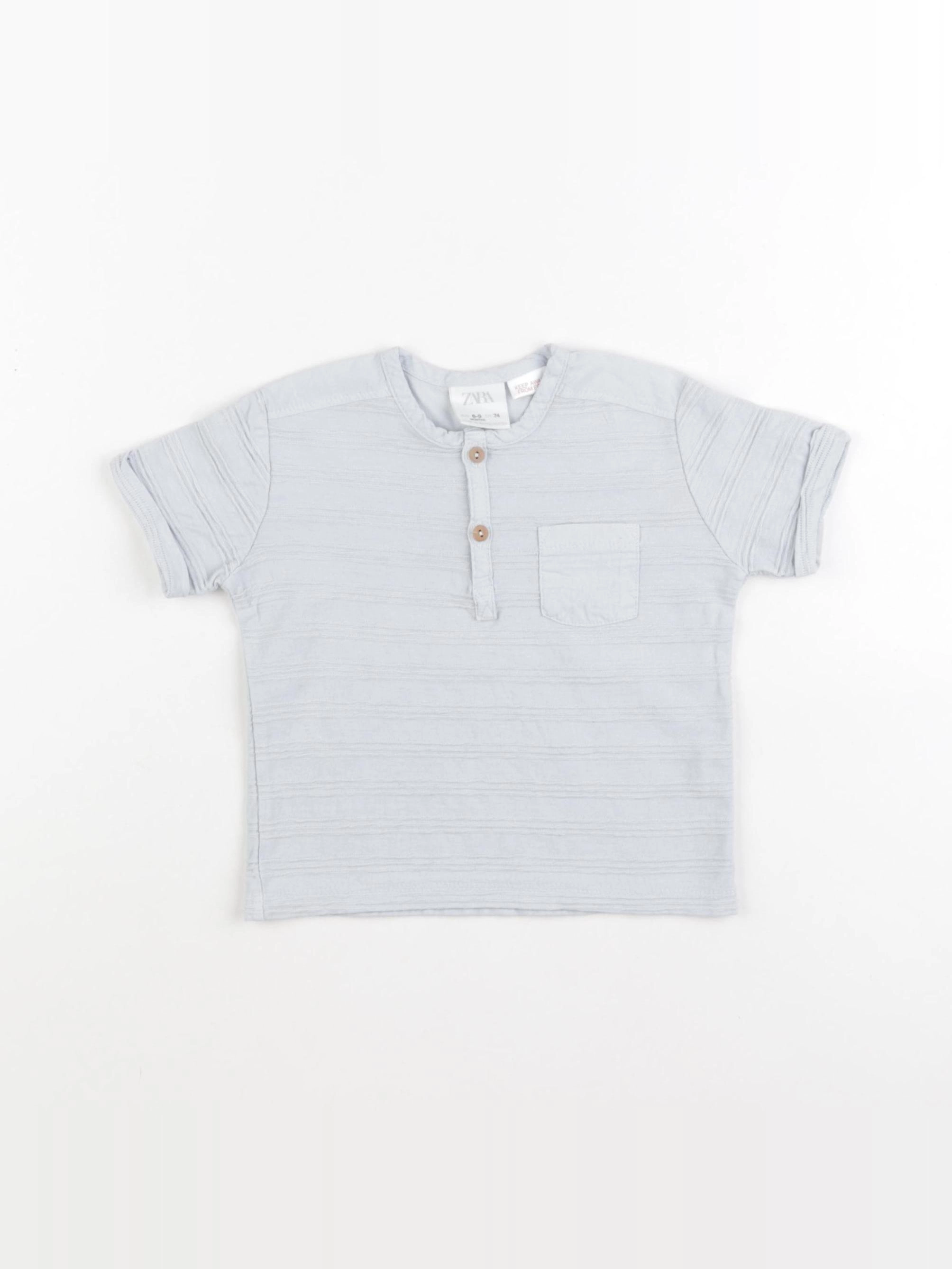 Zara - tee-shirt bleu - 6/9 mois