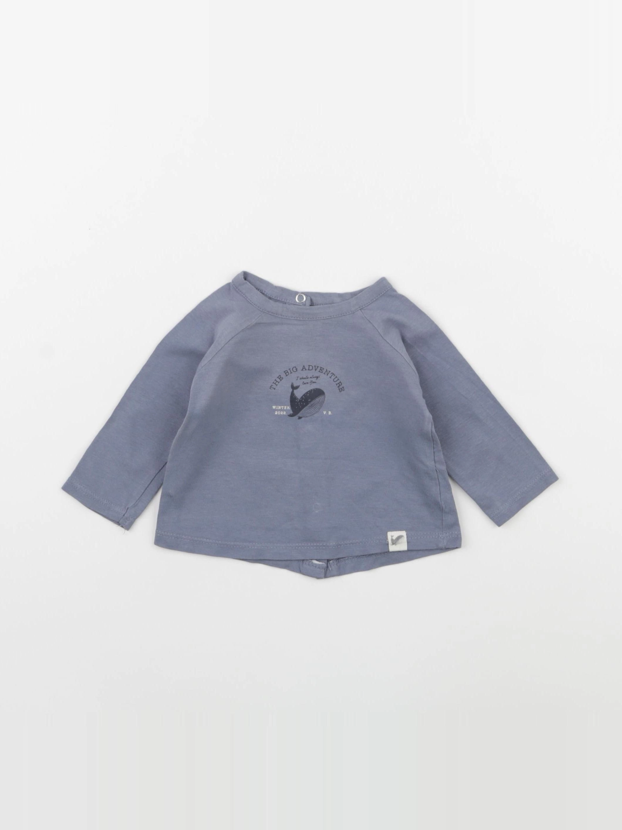 Vertbaudet - tee-shirt bleu - 1 mois
