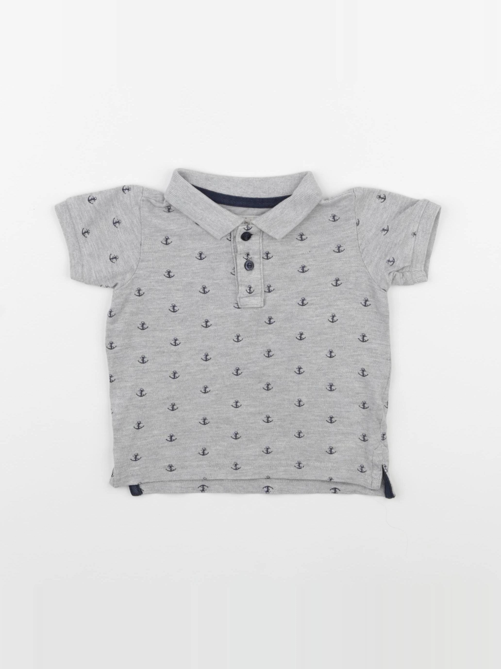 H&M - polo gris - 6/9 mois
