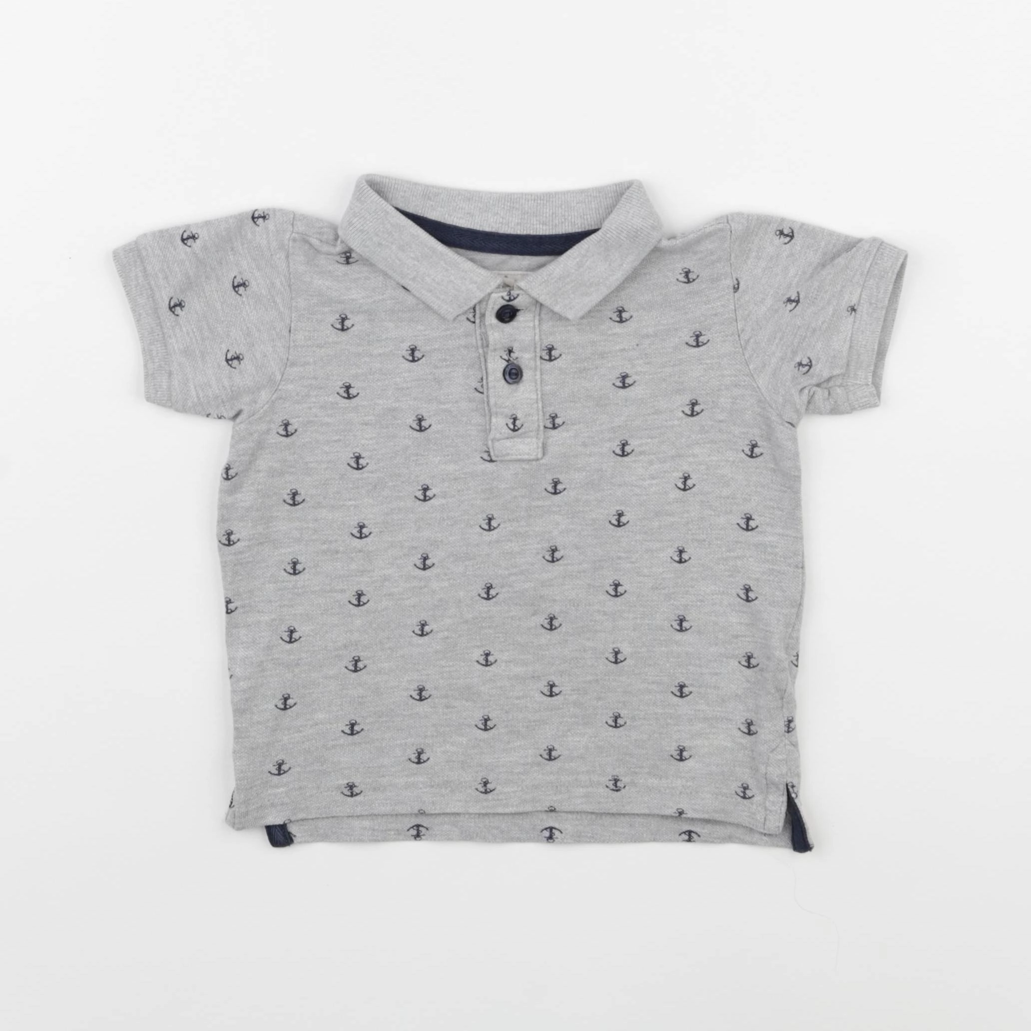 H&M - polo gris - 6/9 mois
