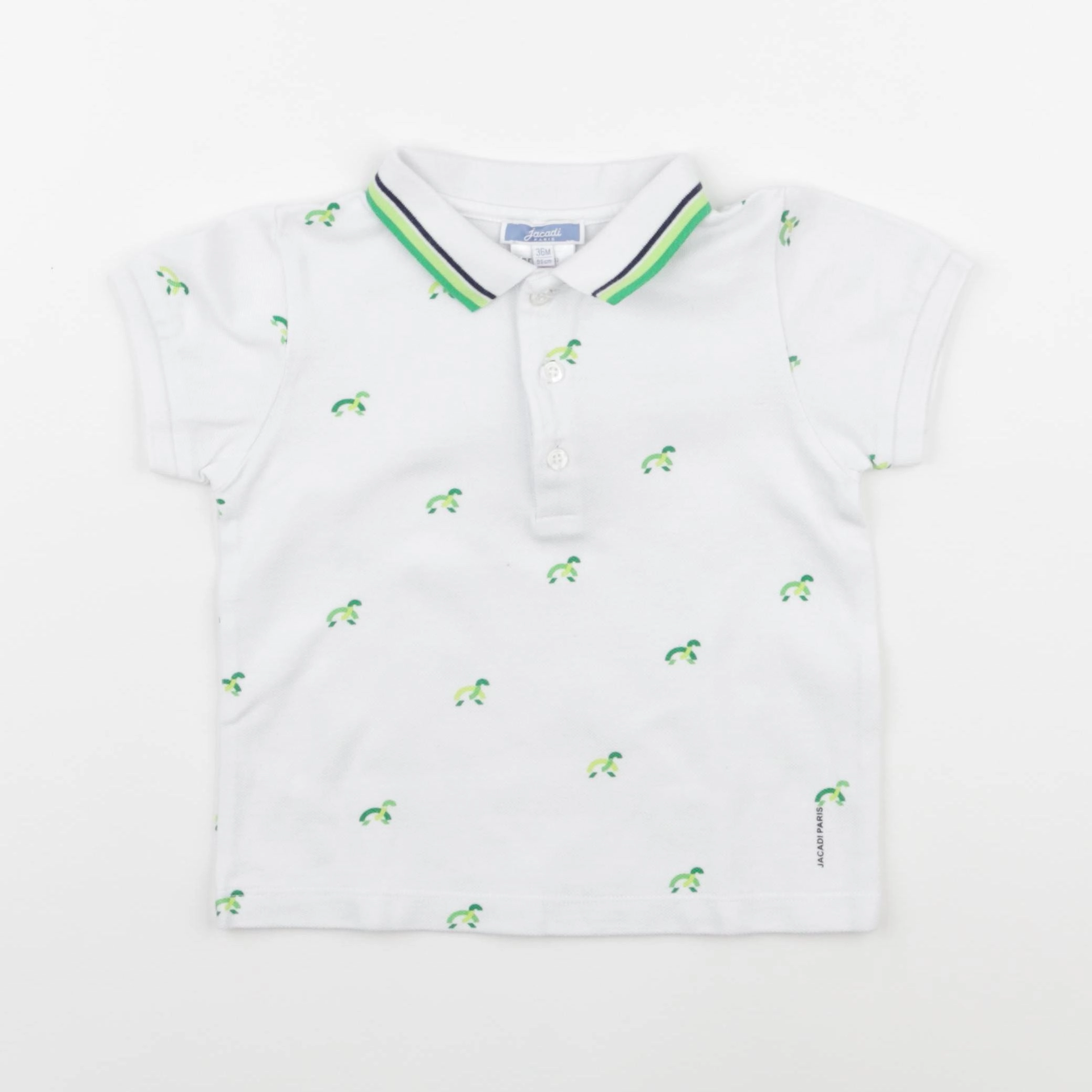 Jacadi - polo blanc, vert - 36 mois
