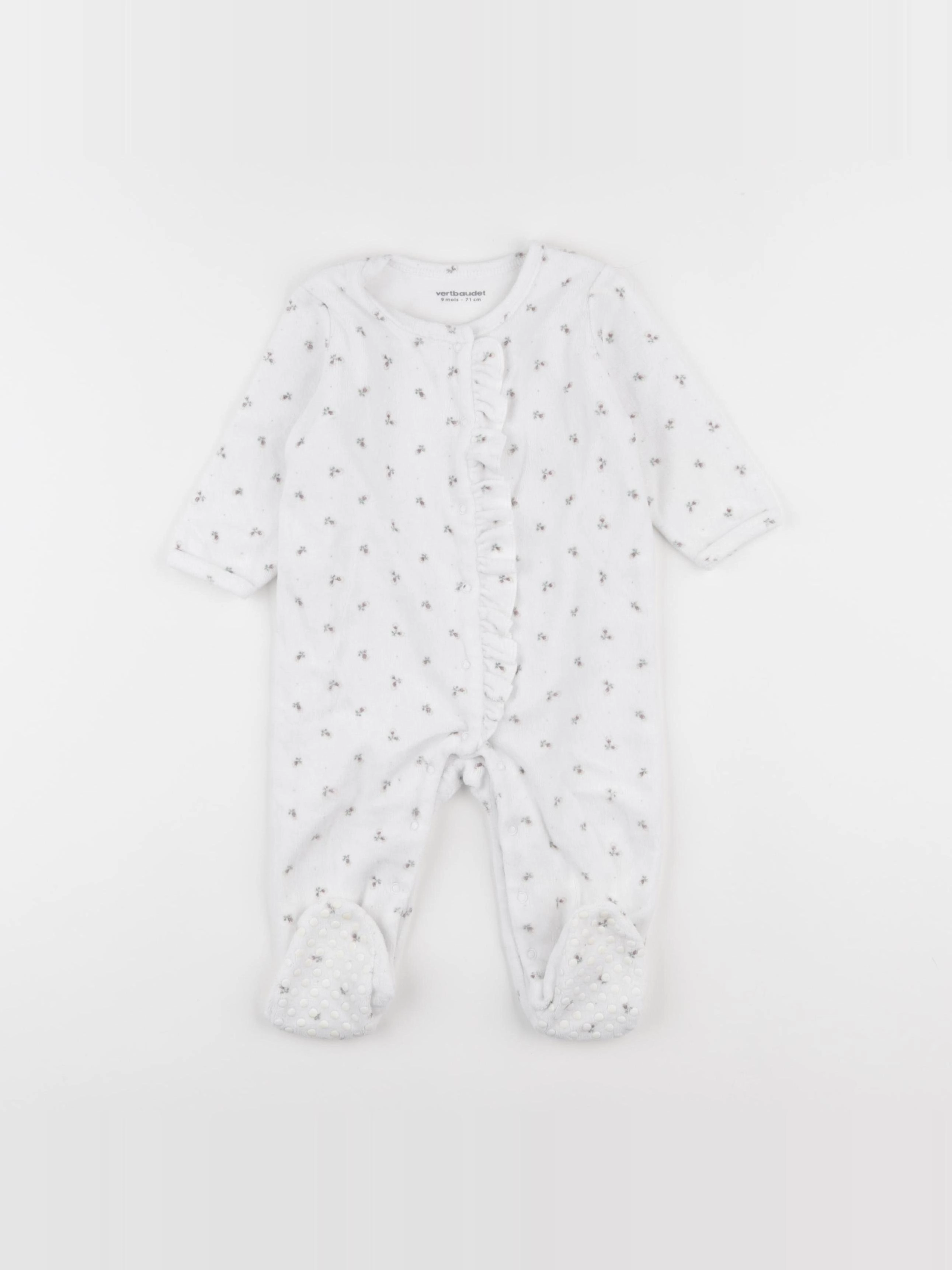 Vertbaudet - pyjama velours blanc - 9 mois