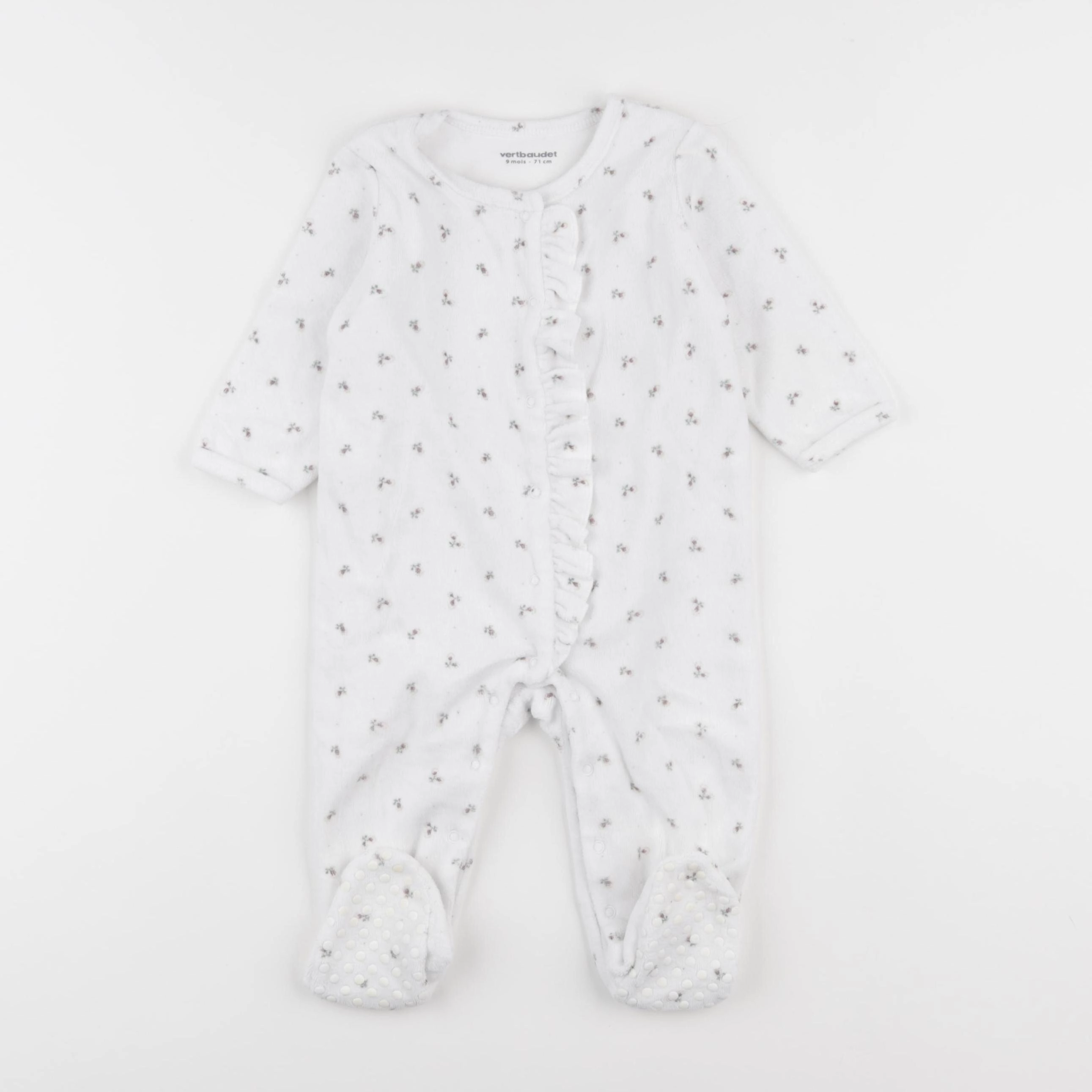 Vertbaudet - pyjama velours blanc - 9 mois