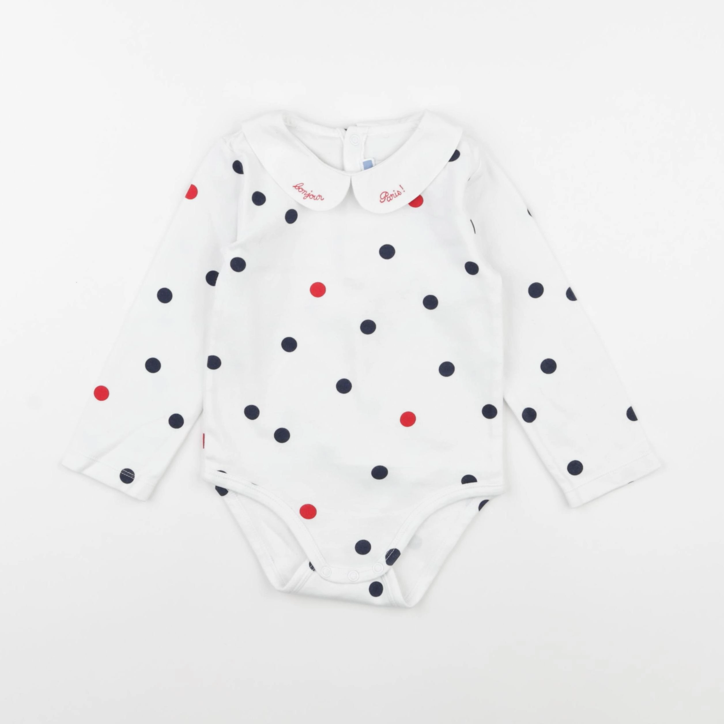 Jacadi - body à col blanc, bleu - 36 mois