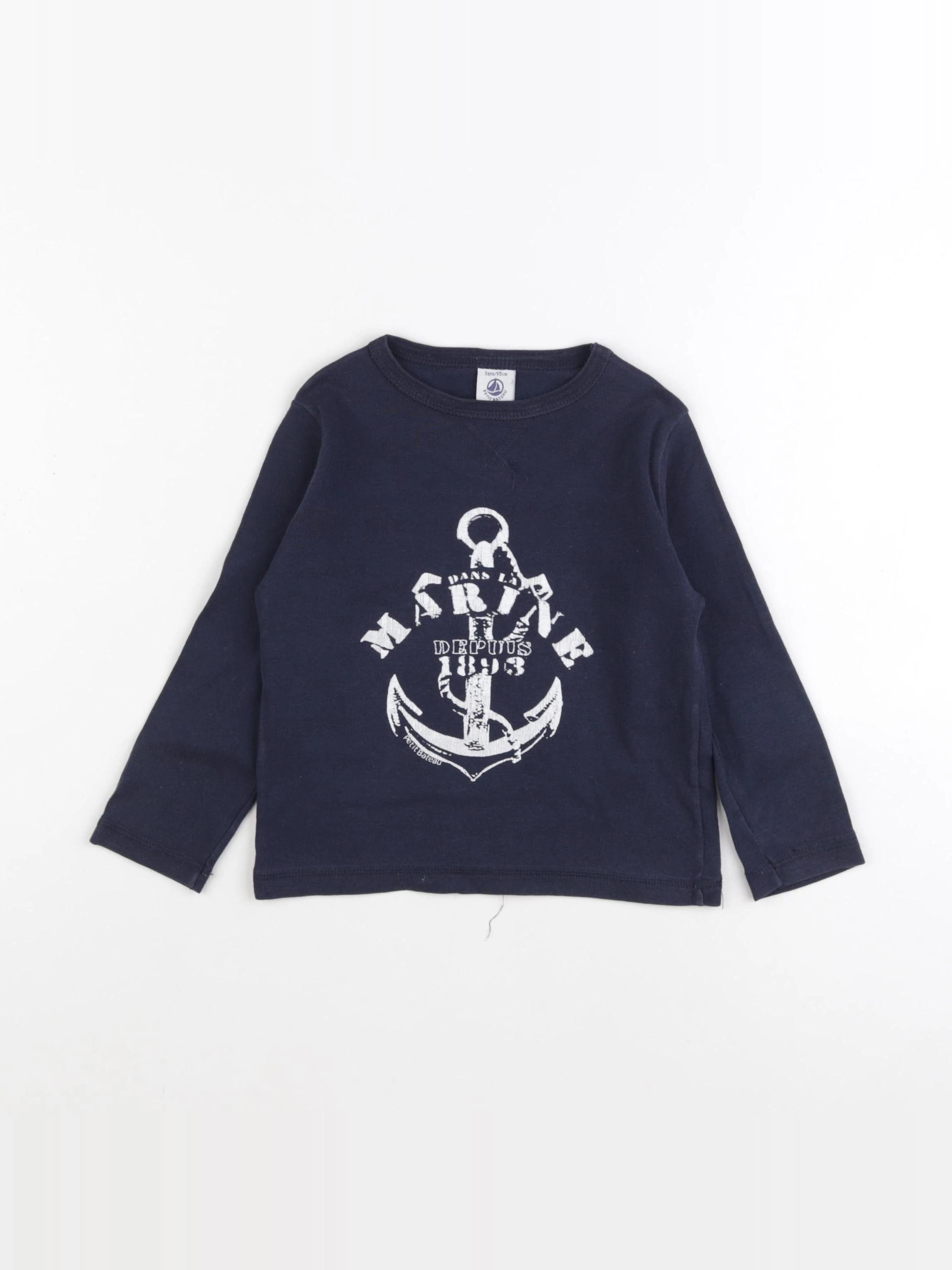 Petit Bateau - tee-shirt bleu - 3 ans