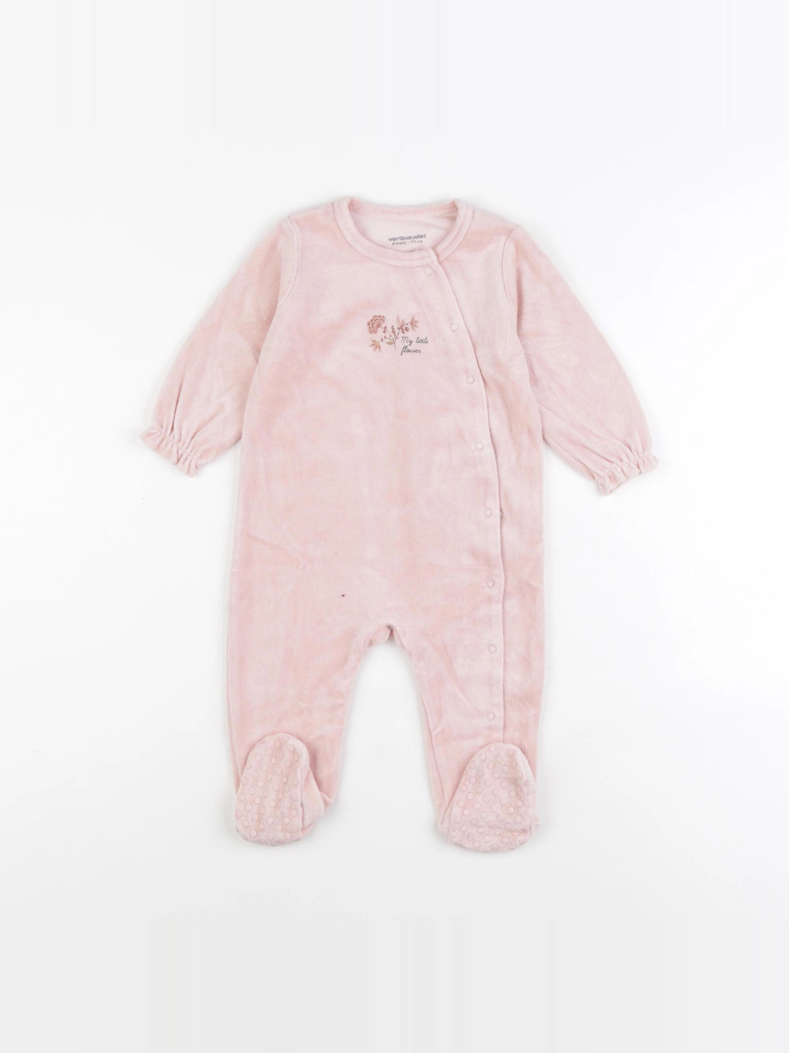Vertbaudet - pyjama velours rose - 9 mois