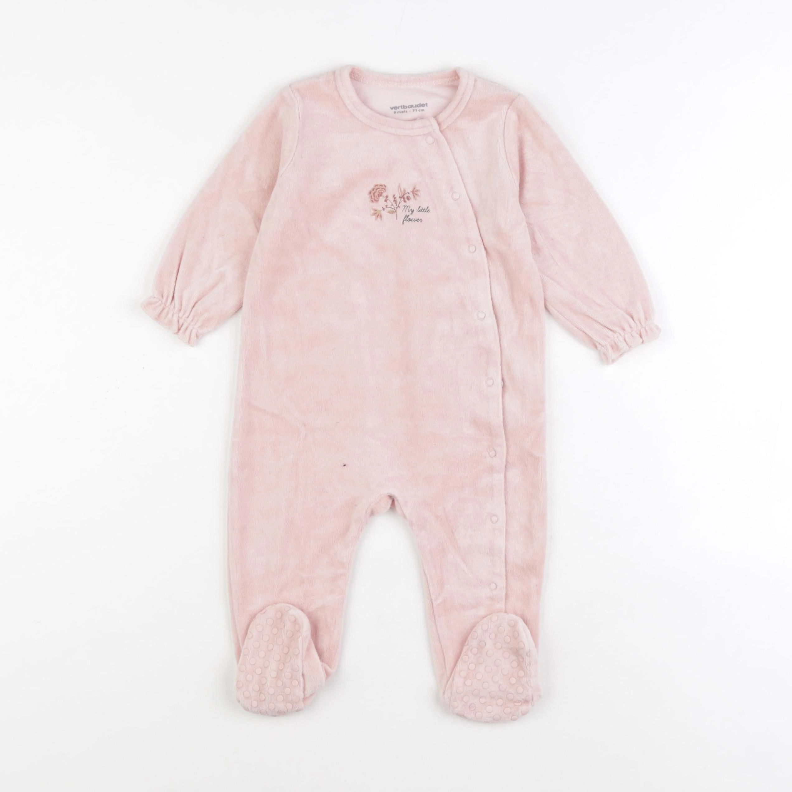 Vertbaudet - pyjama velours rose - 9 mois