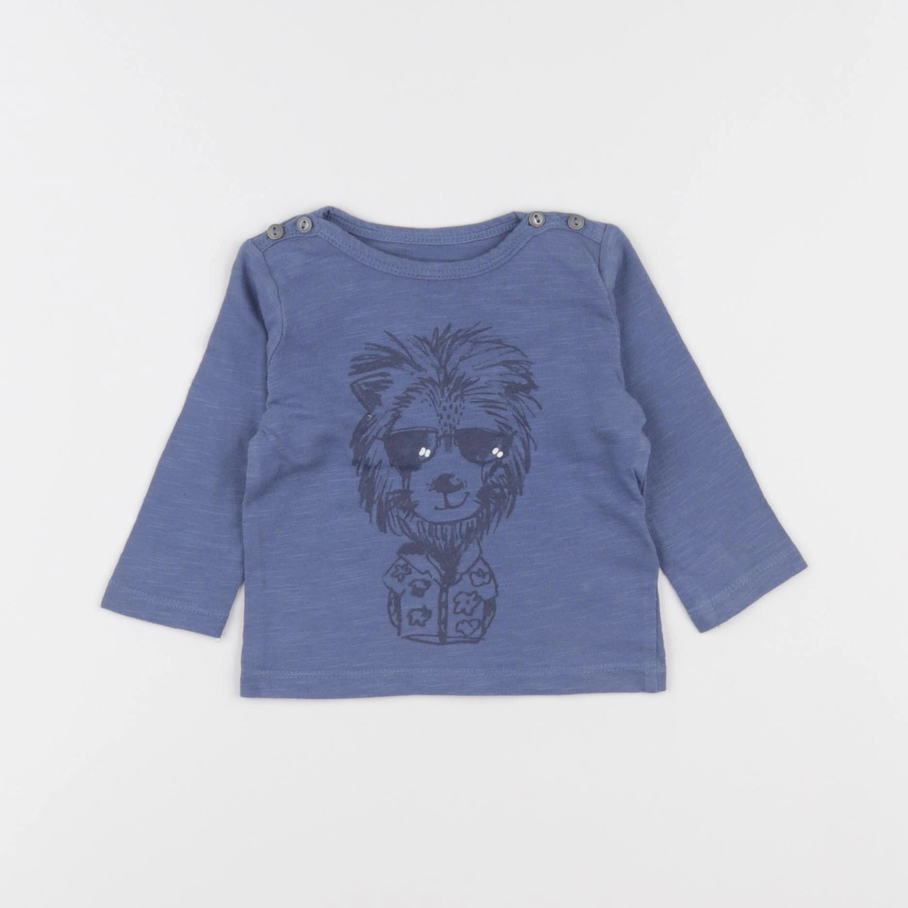 Vertbaudet - tee-shirt bleu - 3 mois