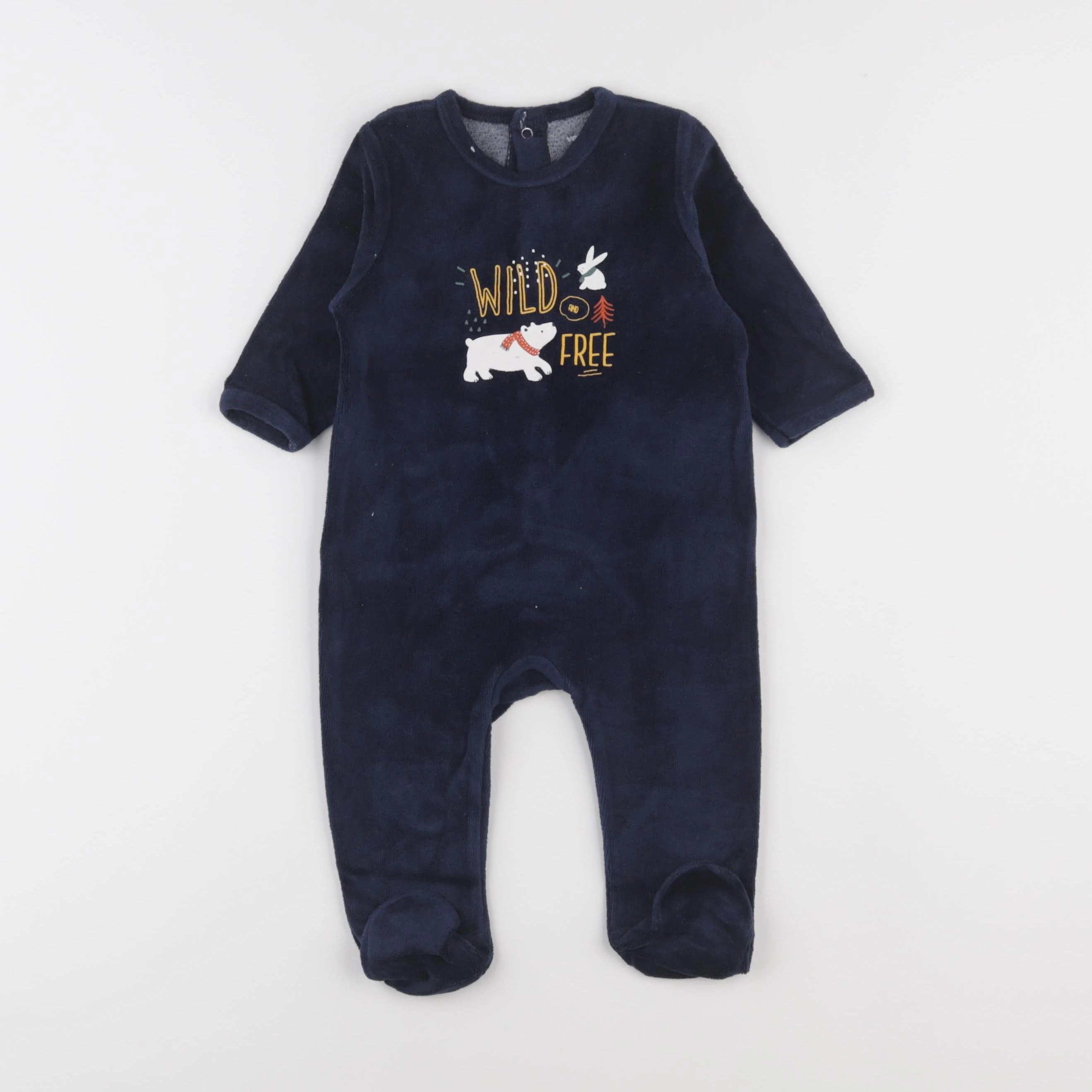 Vertbaudet - pyjama velours bleu - 6 mois