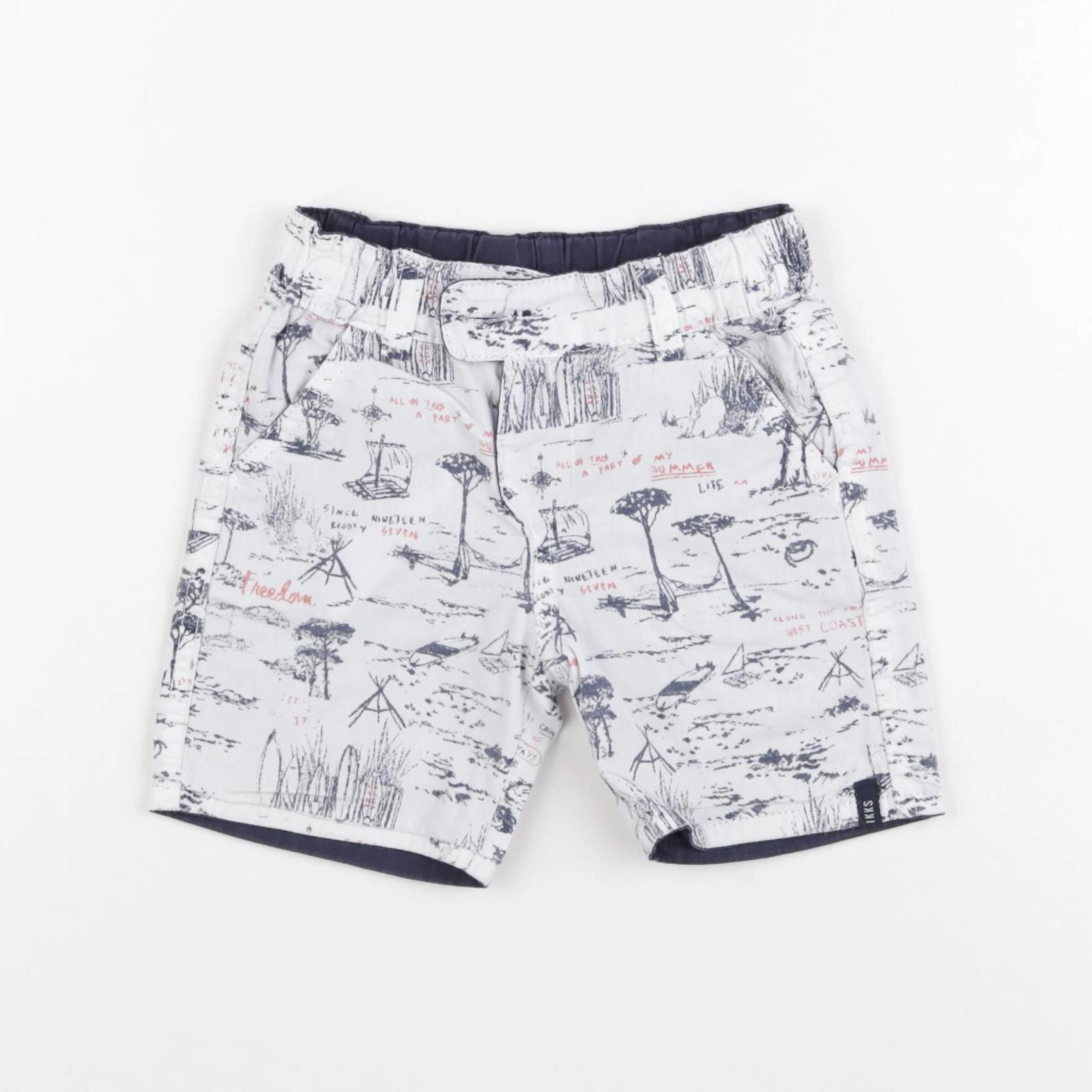 IKKS - short réversible bleu, blanc - 18 mois