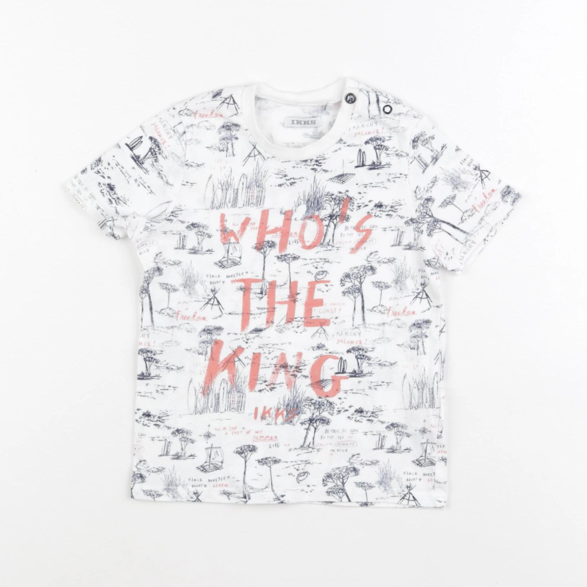 IKKS - tee-shirt blanc, bleu - 2 ans