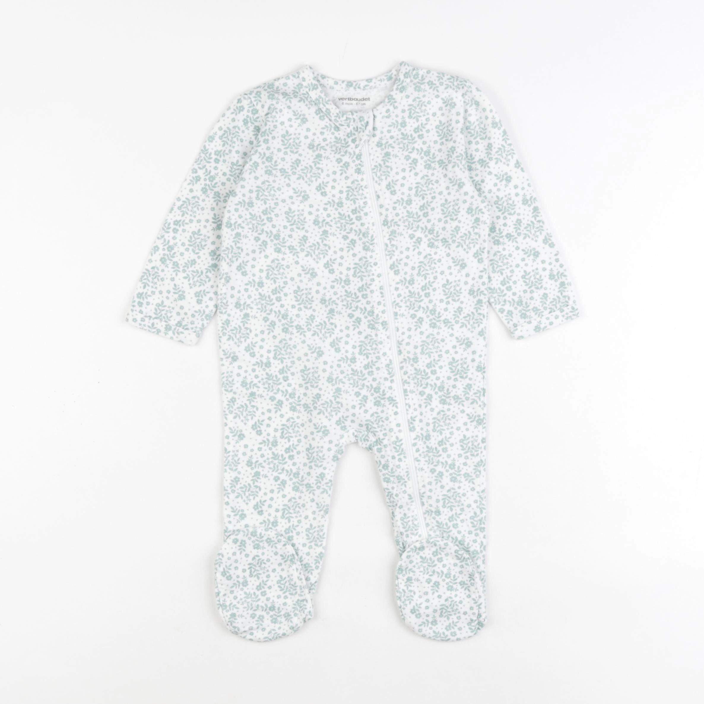 Vertbaudet - pyjama coton bleu - 6 mois