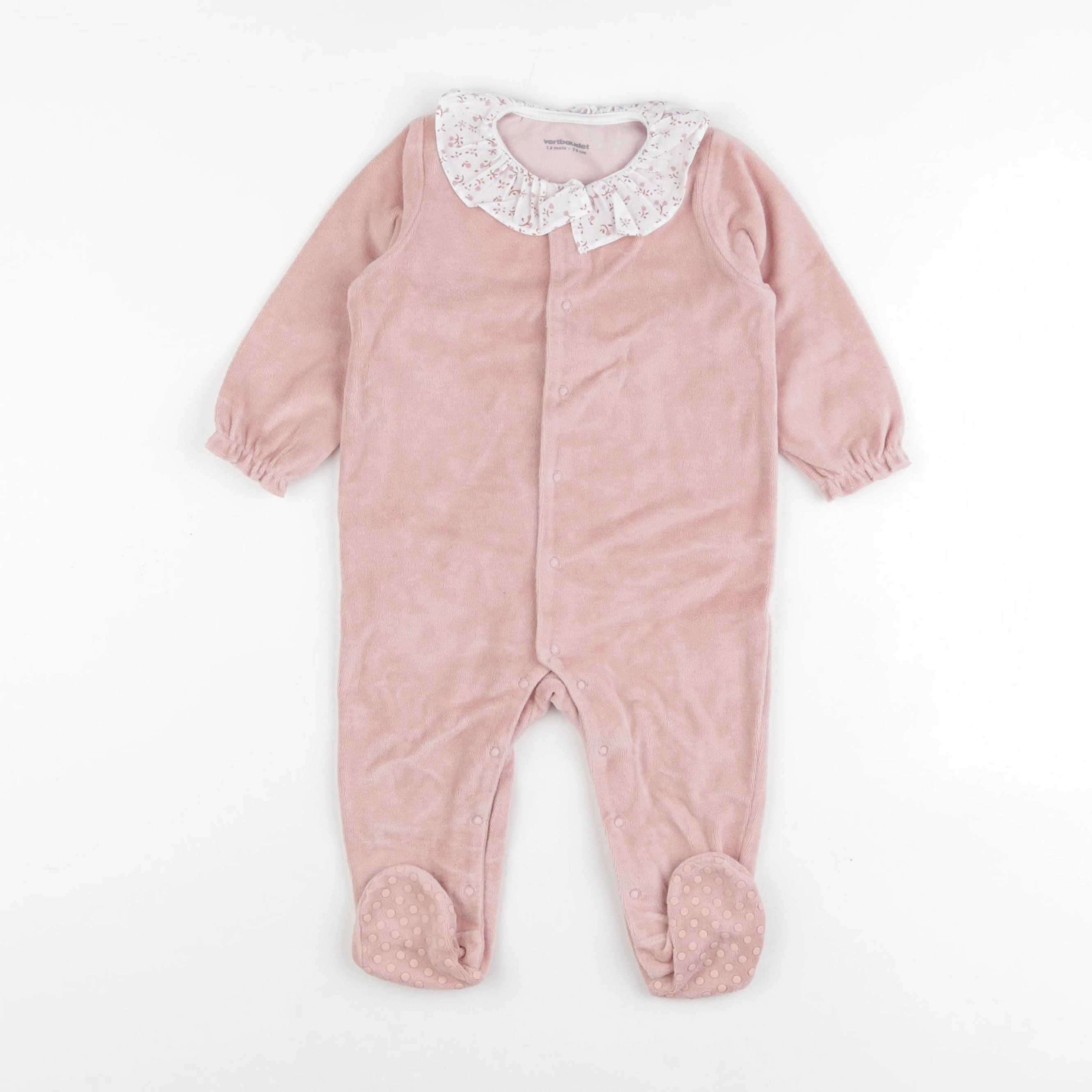 Vertbaudet - pyjama velours rose - 12 mois