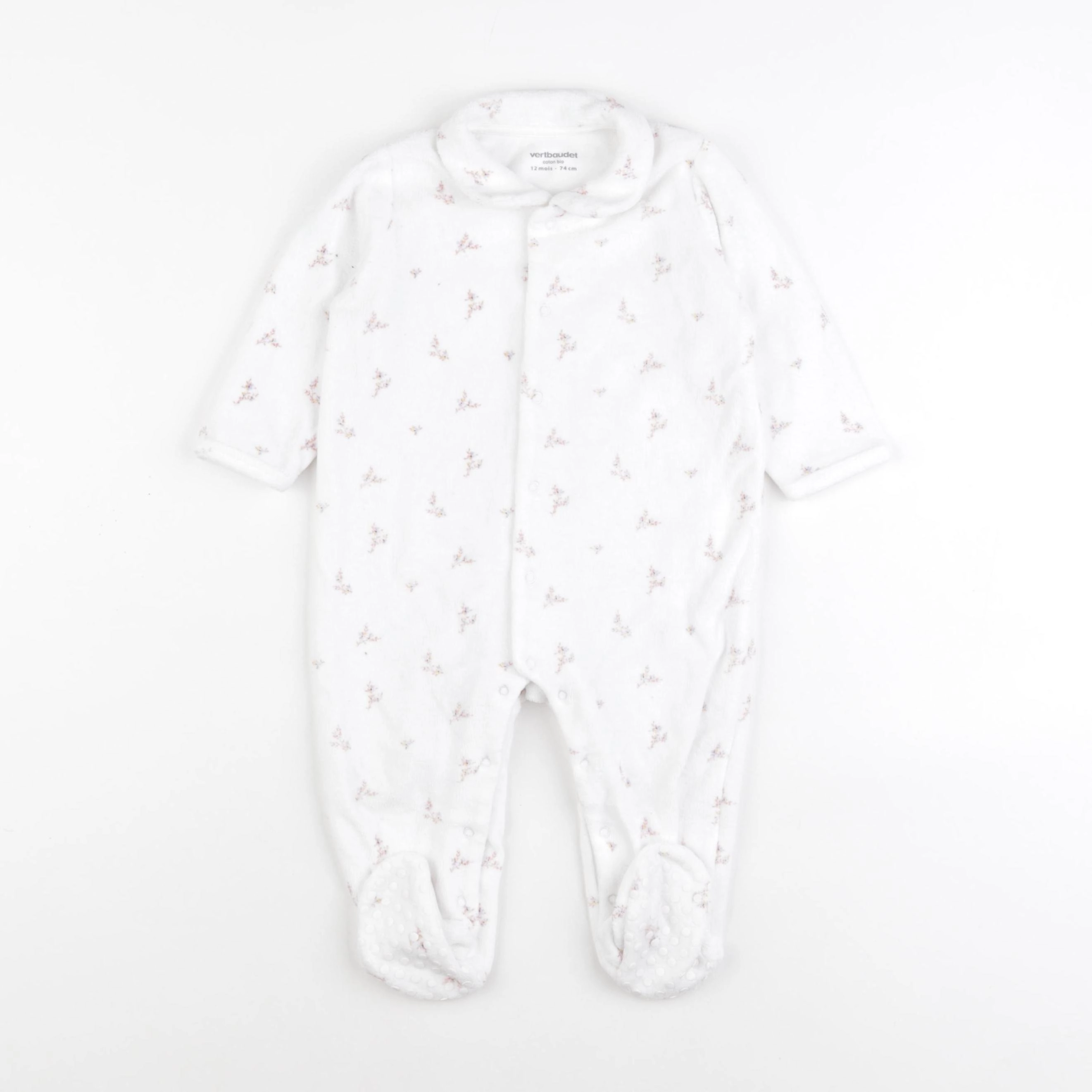 Vertbaudet - pyjama velours blanc - 12 mois