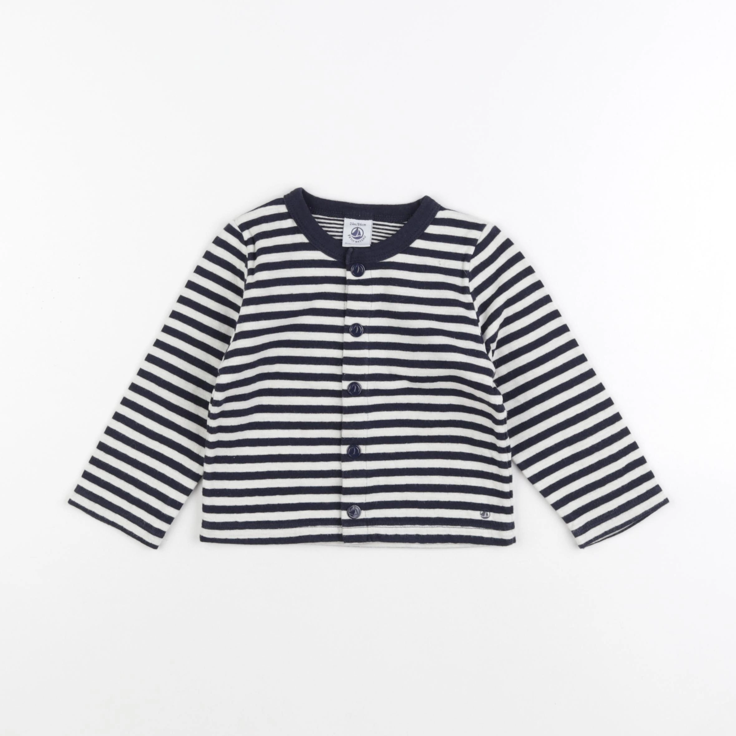 Petit Bateau - sweat bleu - 24 mois