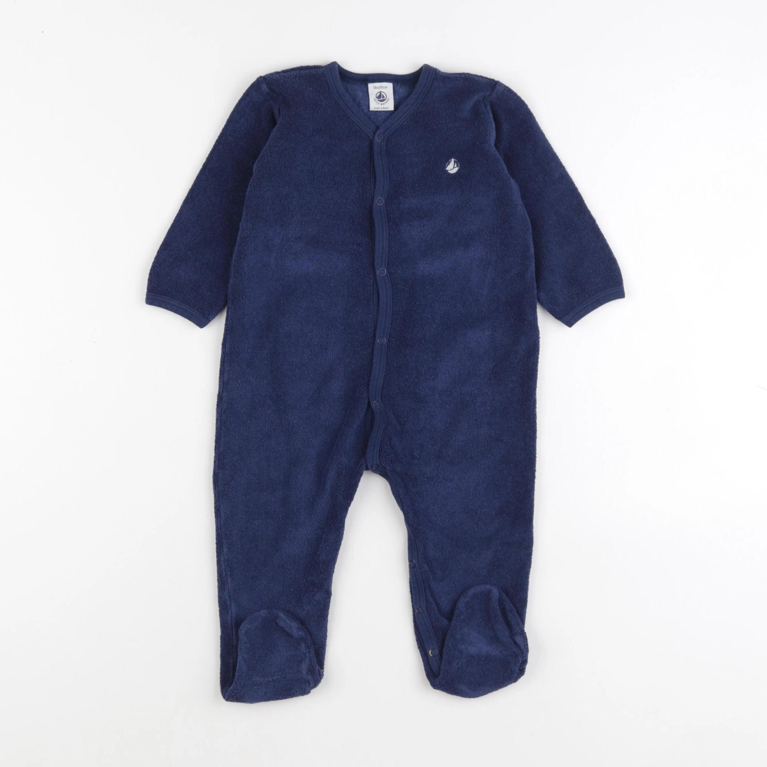 Petit Bateau - pyjama éponge bleu - 18 mois