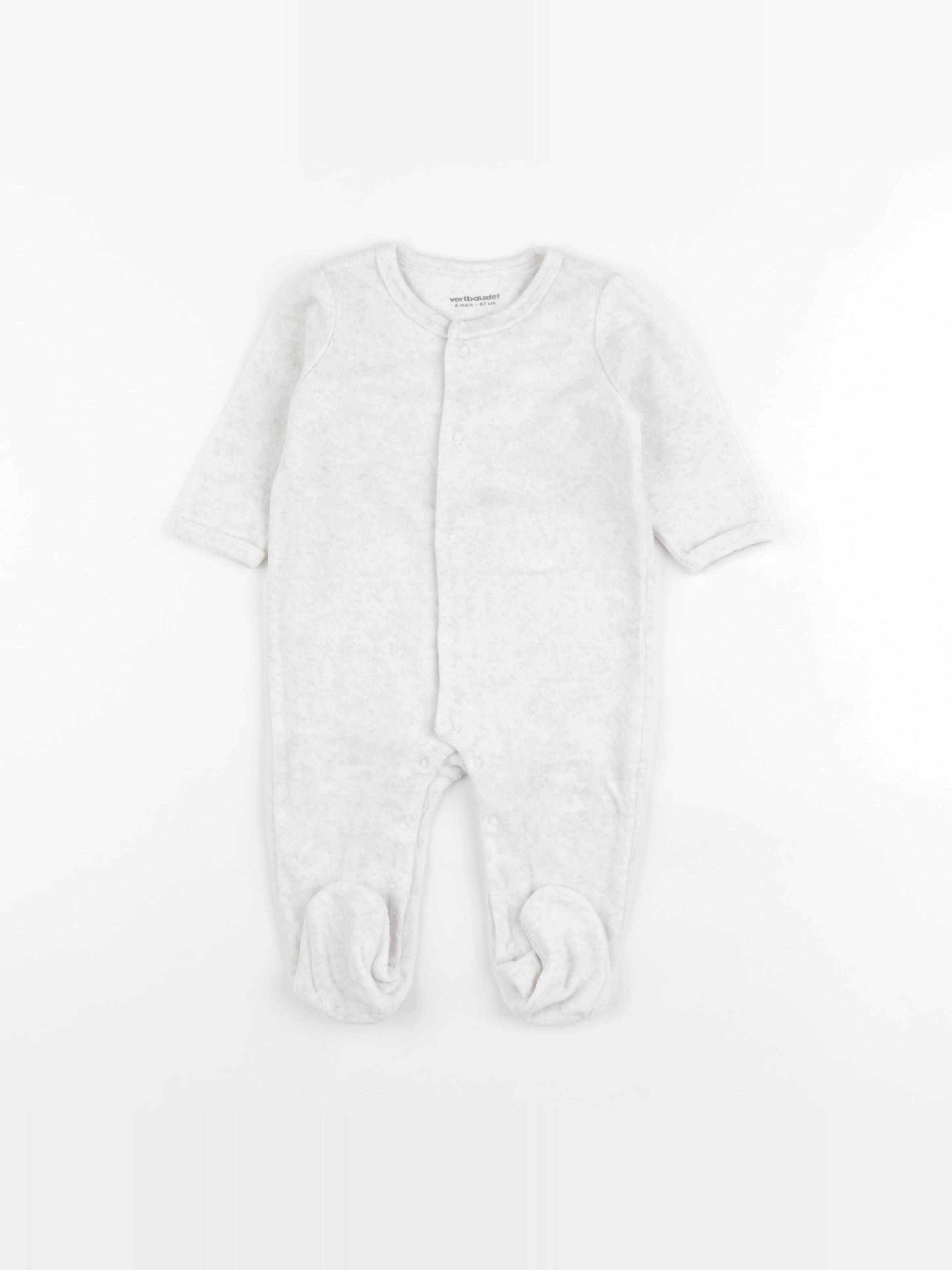 Vertbaudet - pyjama velours gris - 6 mois