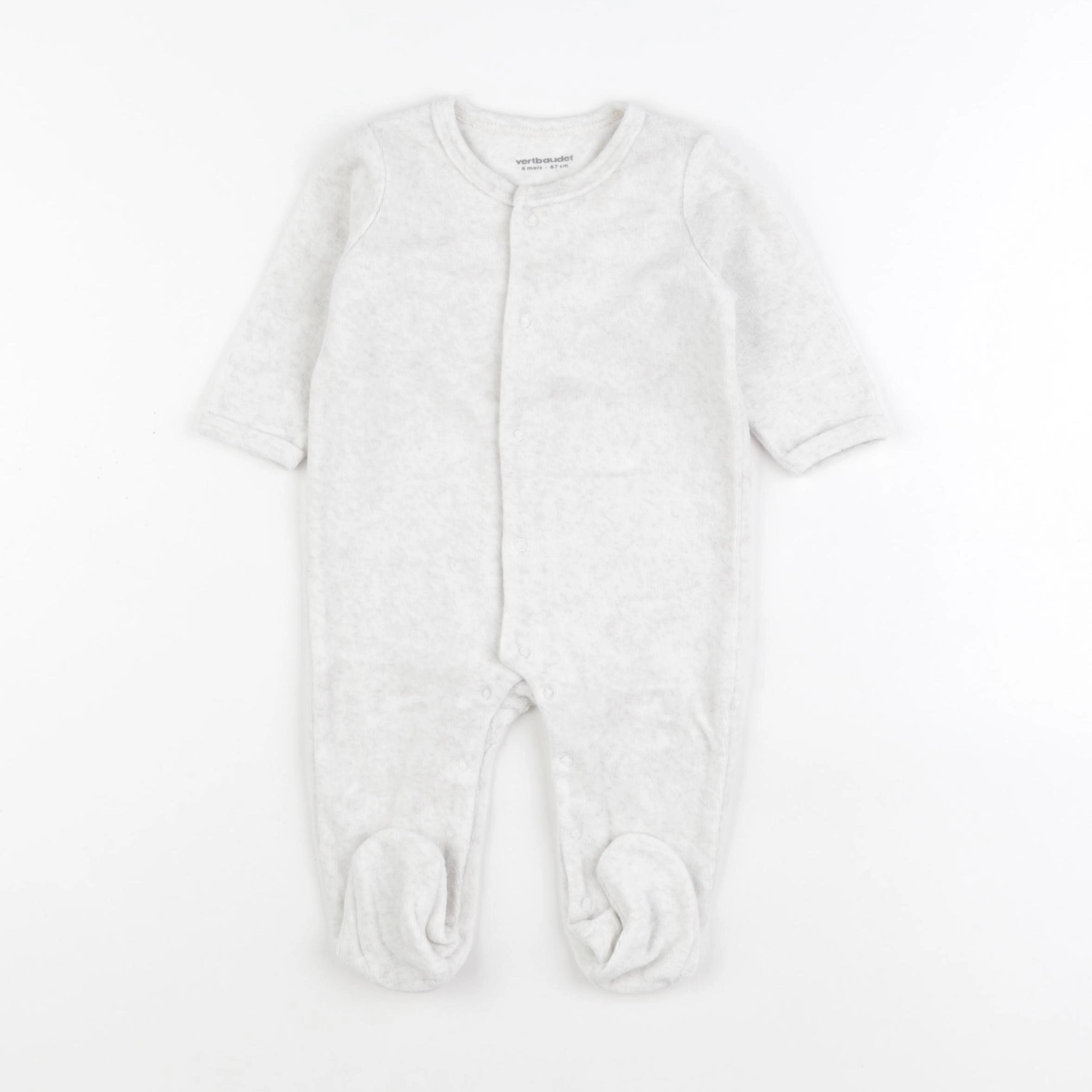 Vertbaudet - pyjama velours gris - 6 mois