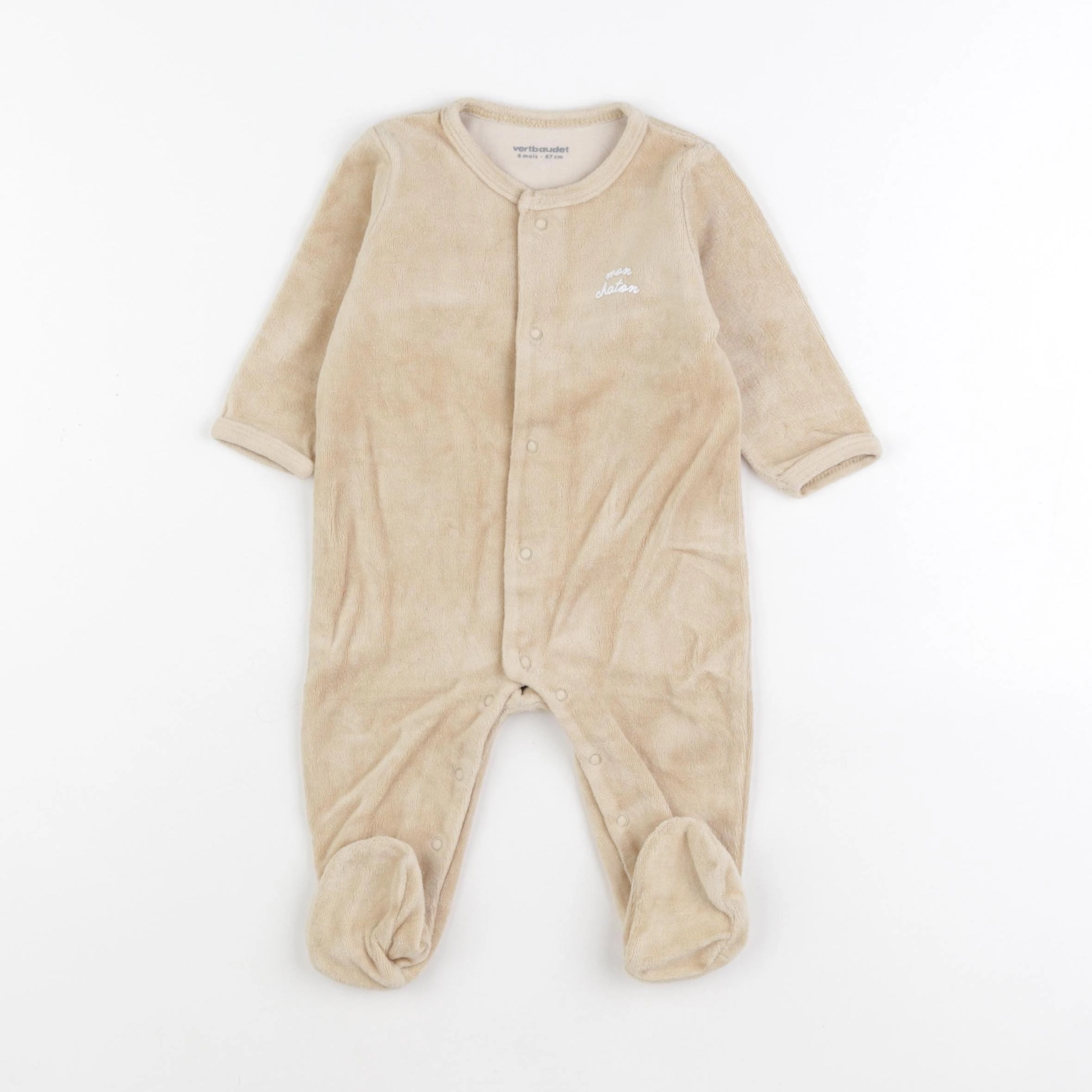 Vertbaudet - pyjama velours marron - 6 mois