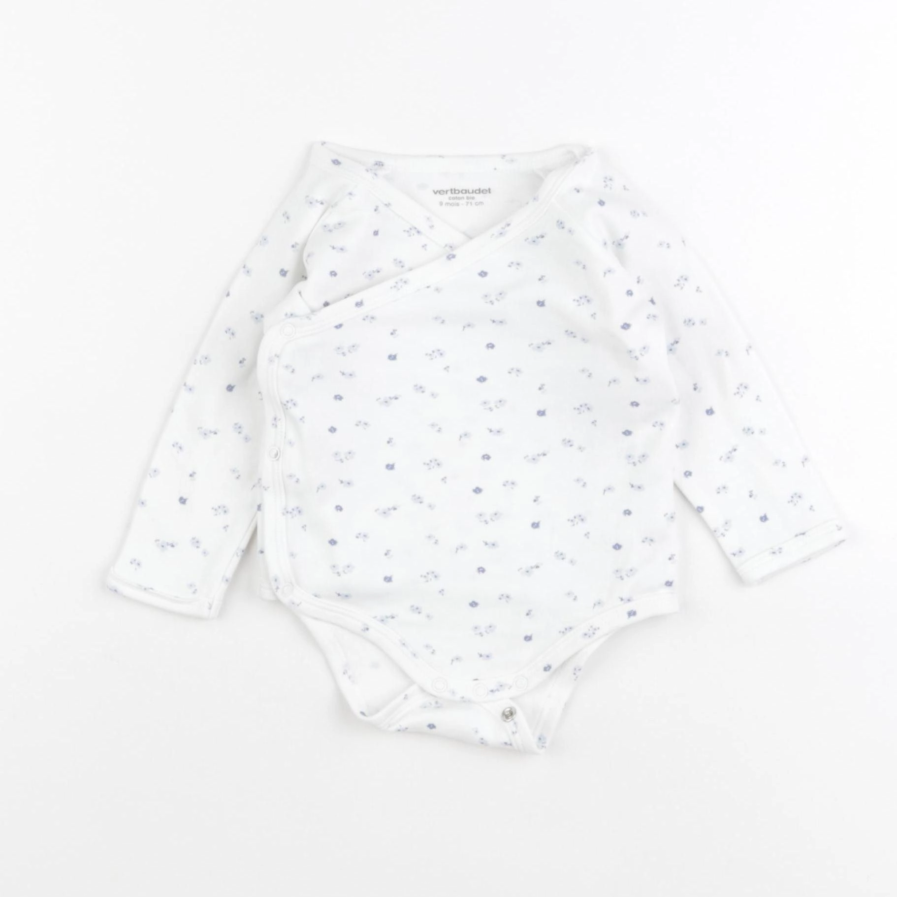 Vertbaudet - body blanc, bleu - 9 mois