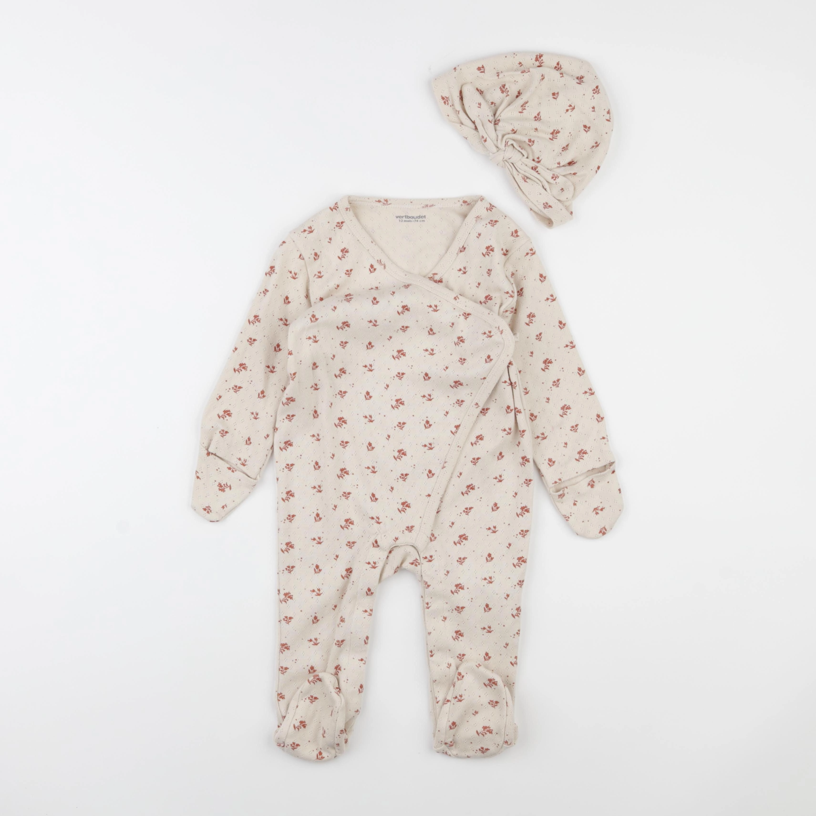 Vertbaudet - pyjama coton beige - 12 mois