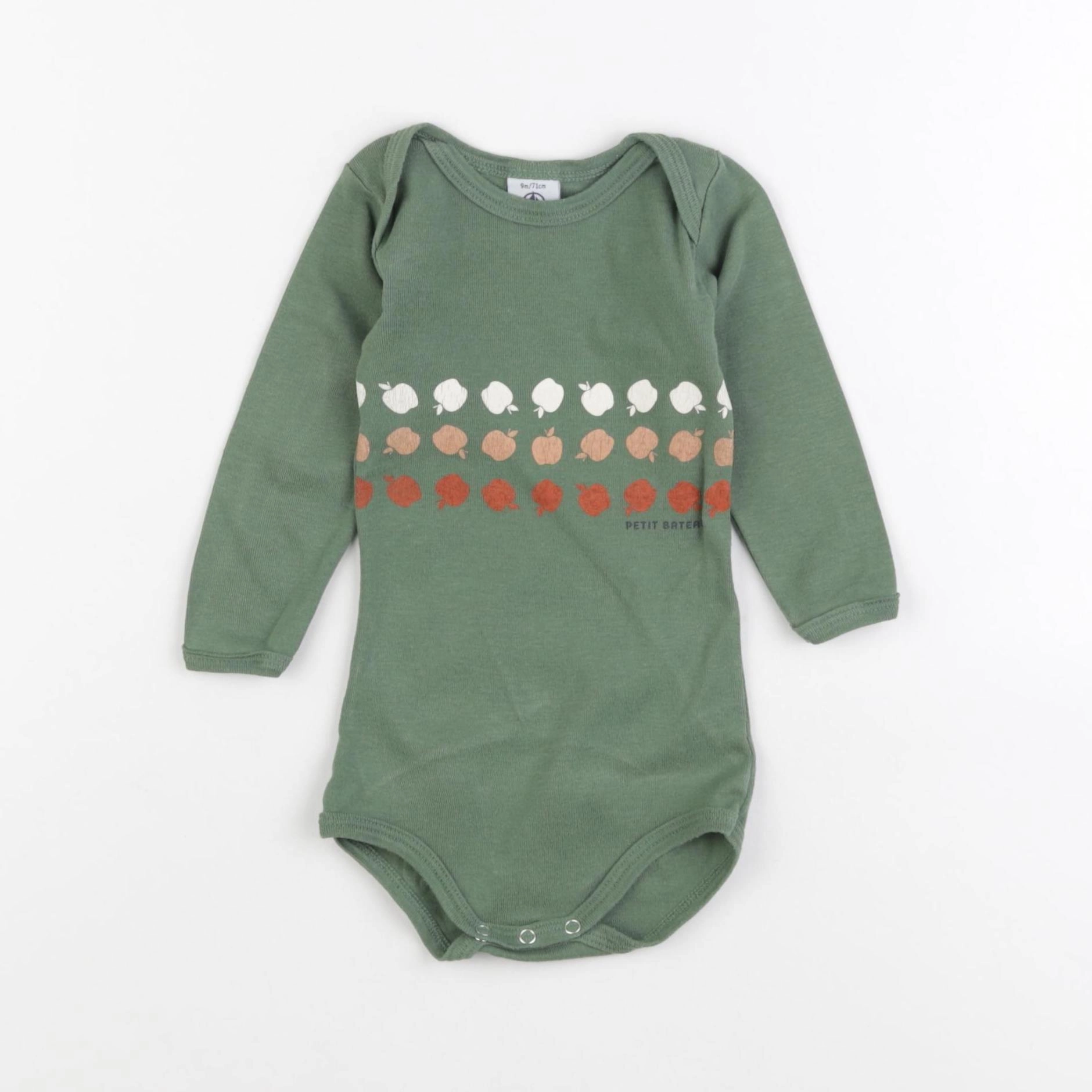 Petit Bateau - body vert - 9 mois