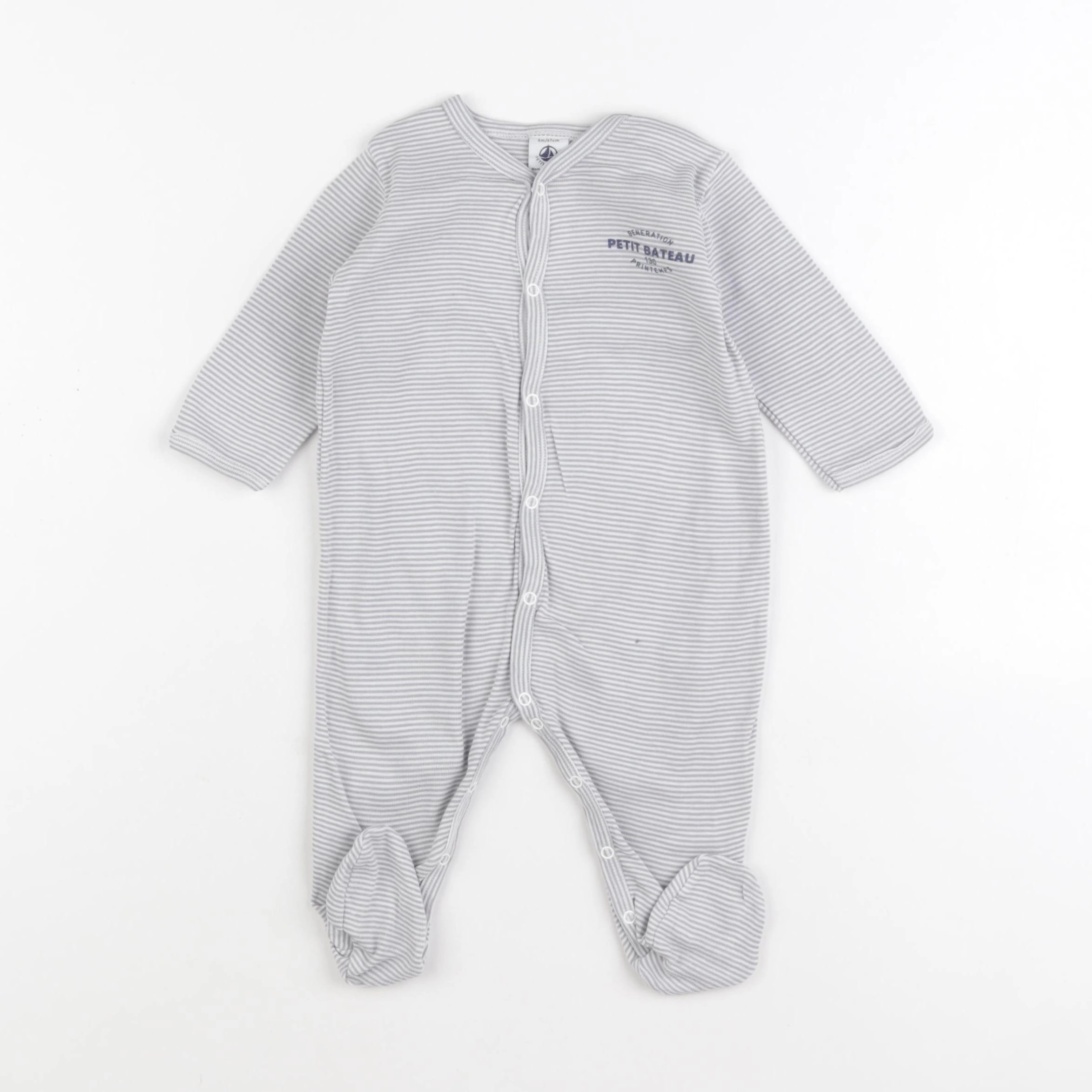 Petit Bateau - pyjama coton gris - 6 mois