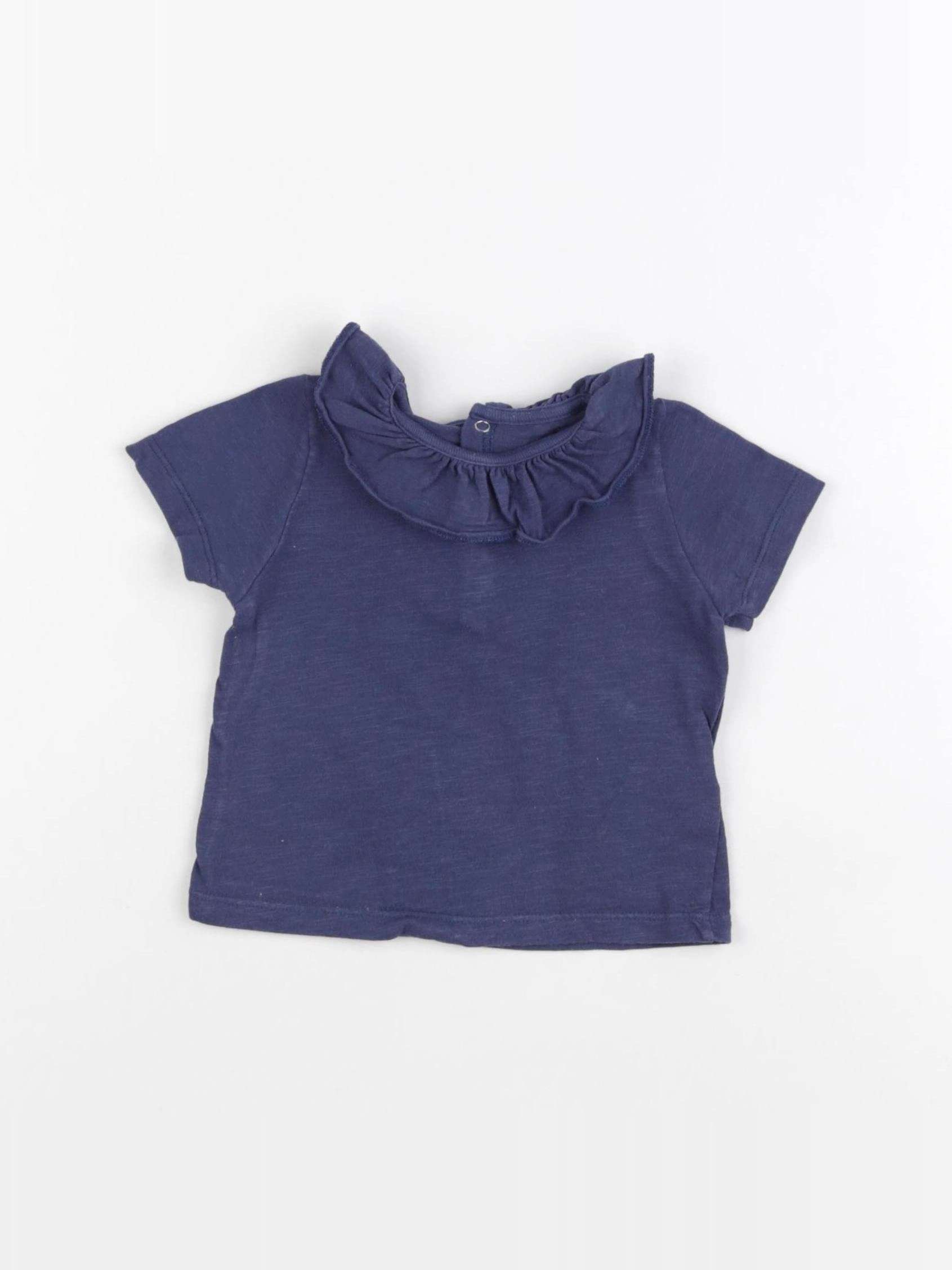 Petit Bateau - tee-shirt bleu - 6 mois