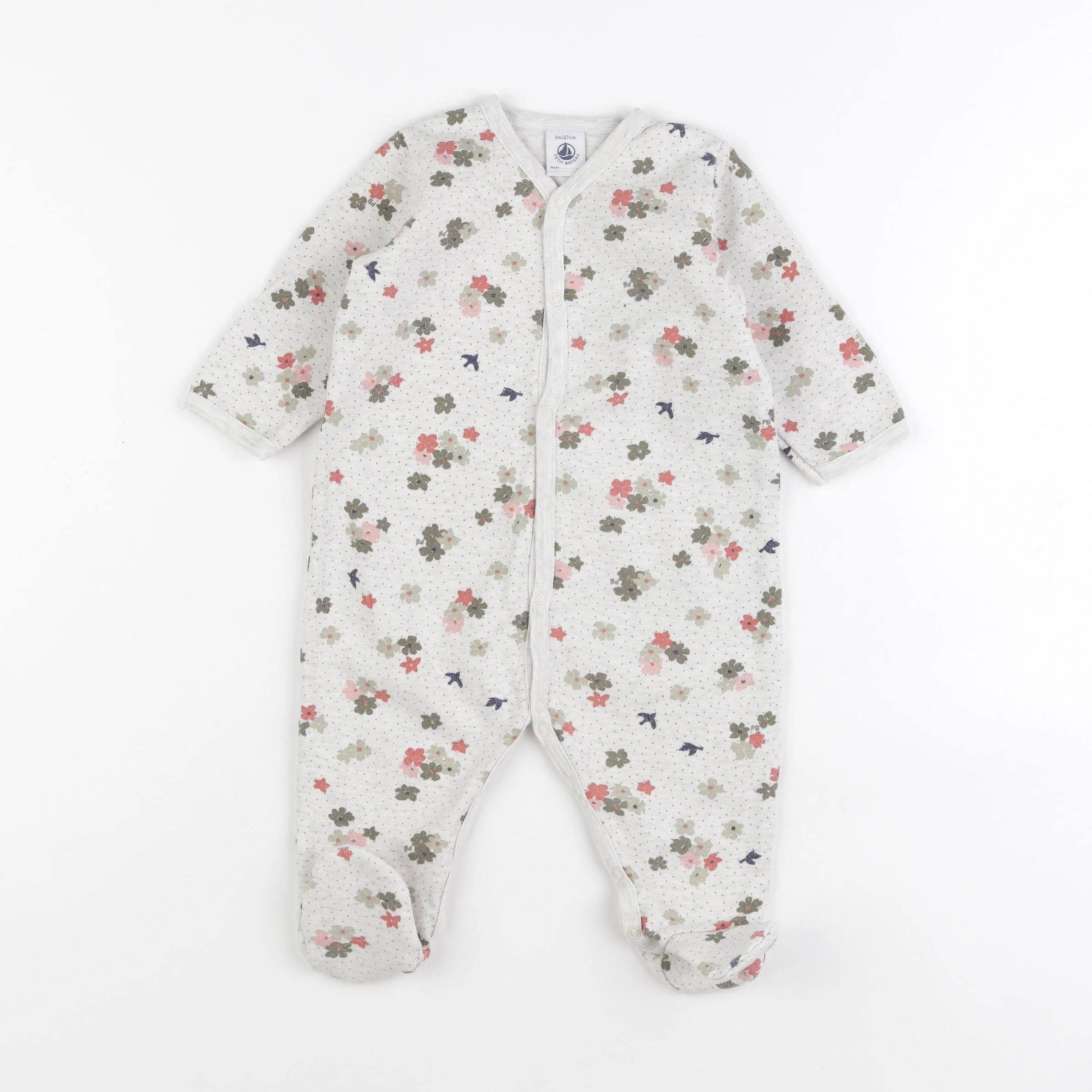 Petit Bateau - pyjama coton gris - 6 mois