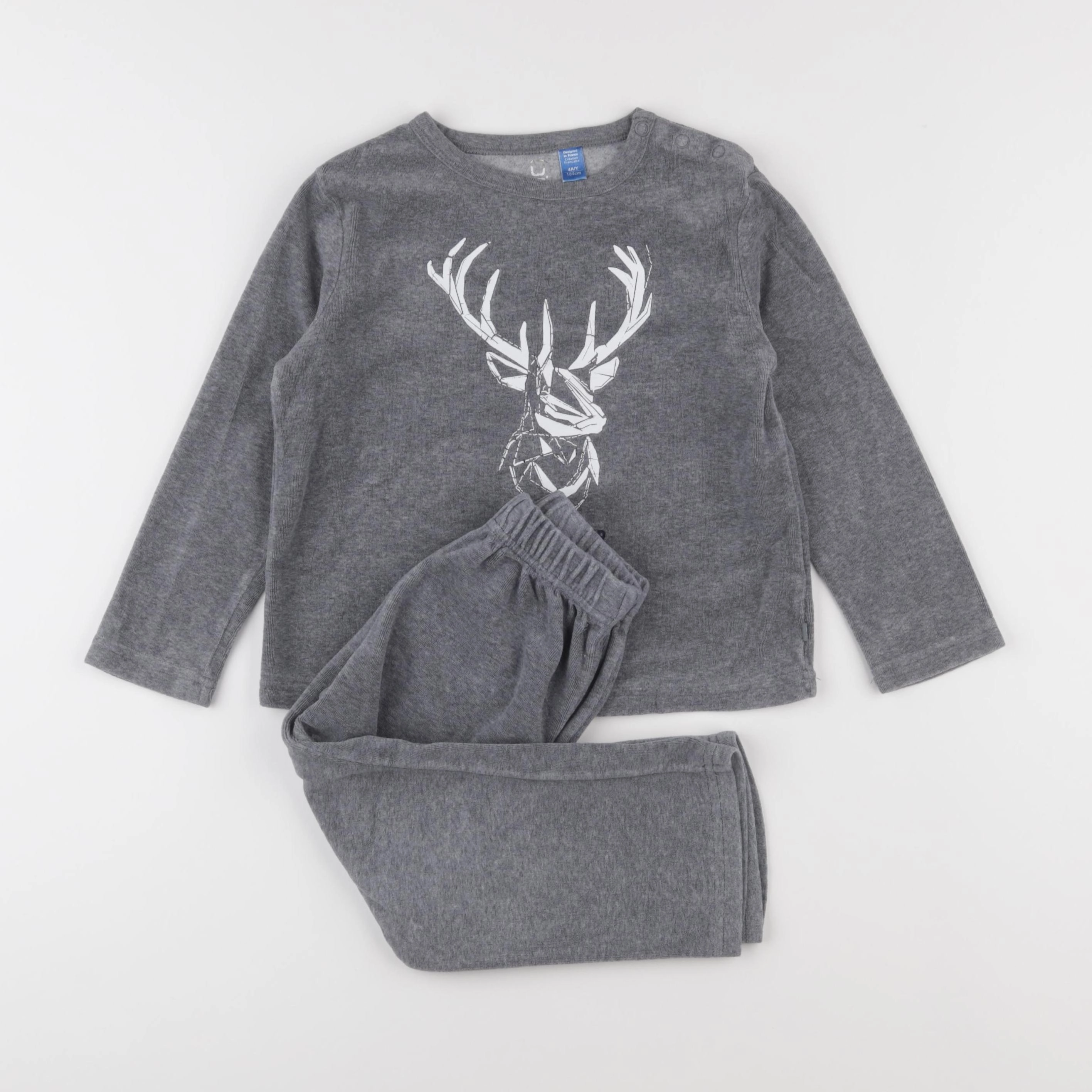 Okaidi - pyjama velours gris - 4 ans