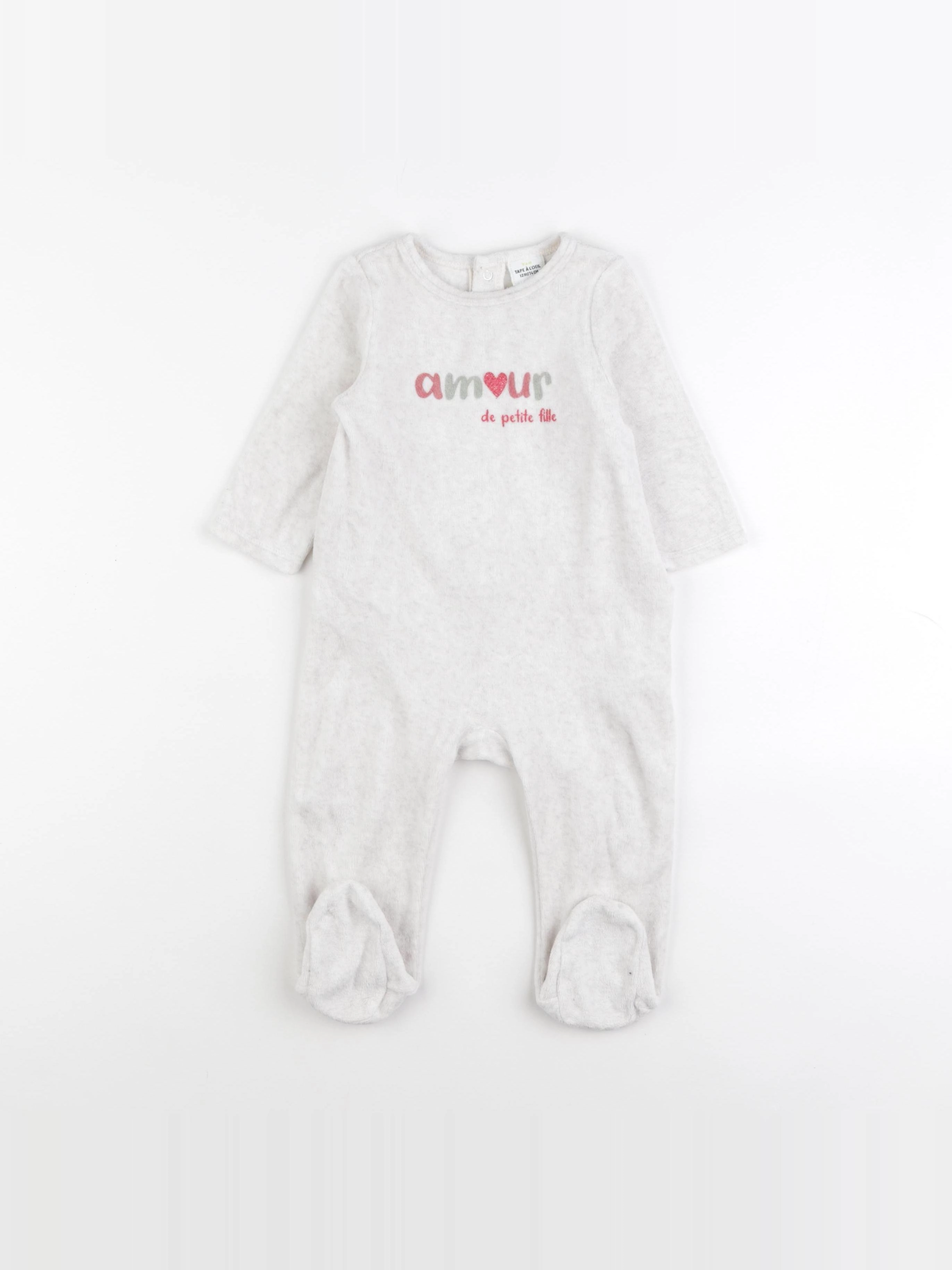 Tape à l'oeil - pyjama velours gris - 12 mois