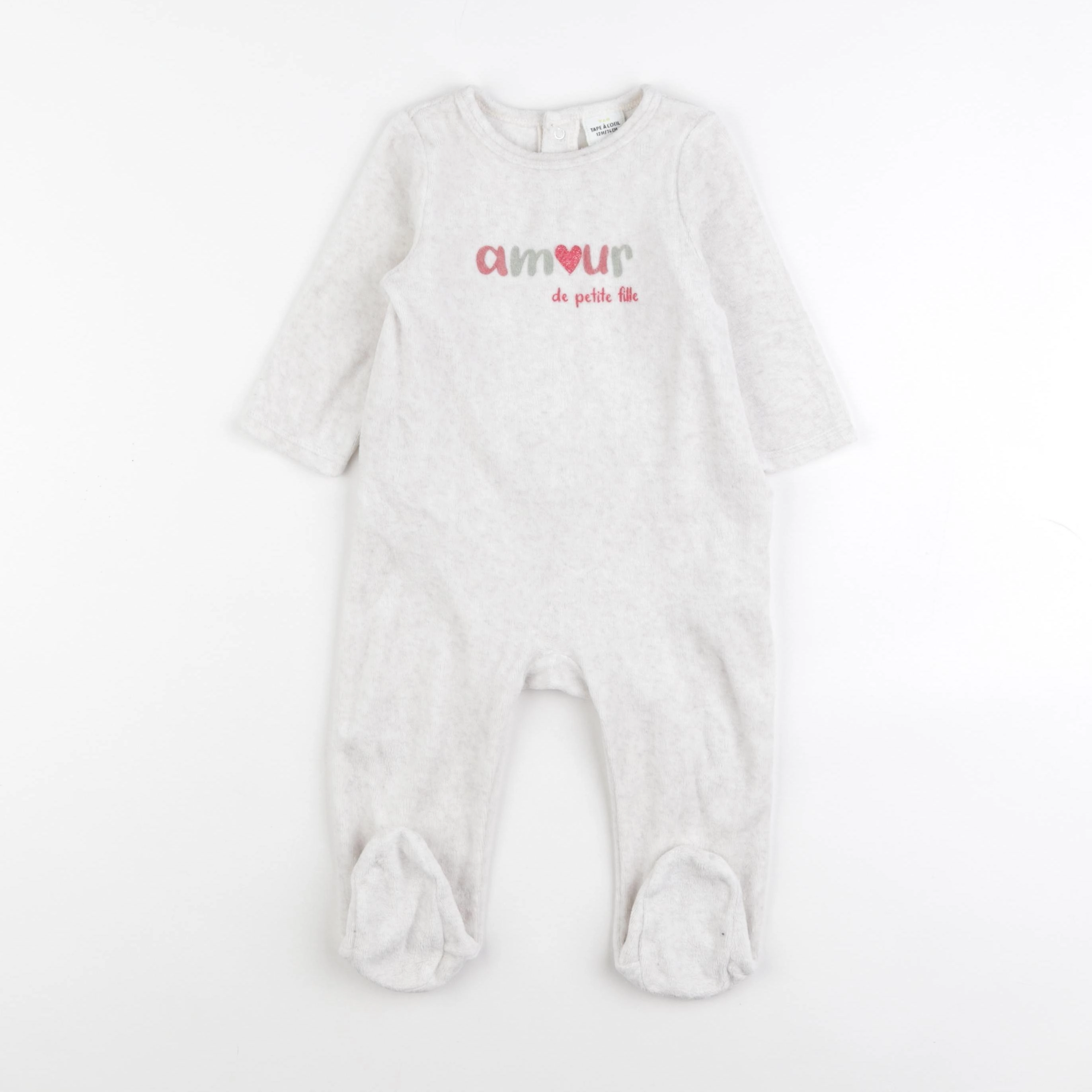 Tape à l'oeil - pyjama velours gris - 12 mois