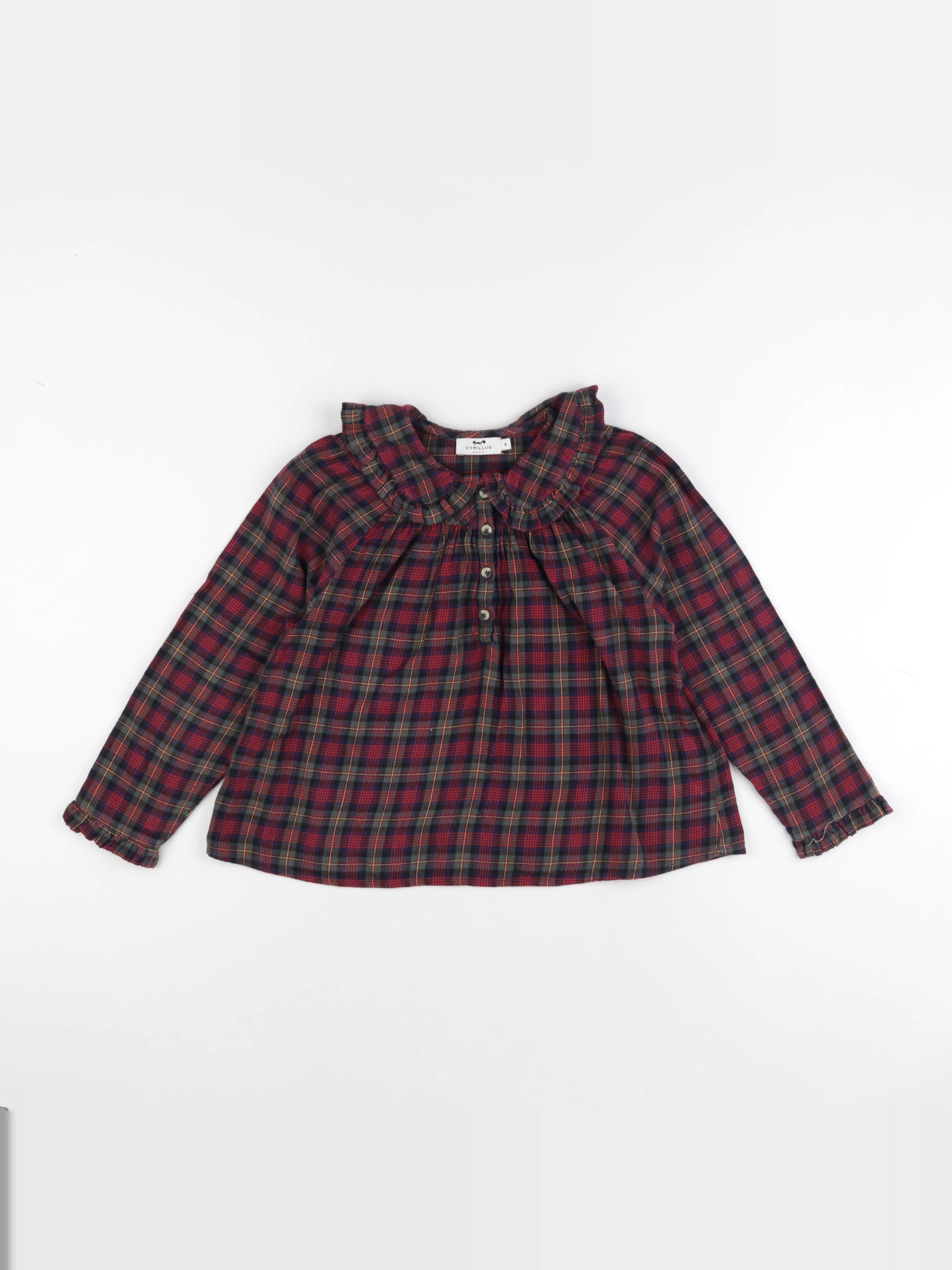 Cyrillus - blouse rouge, bleu - 8 ans