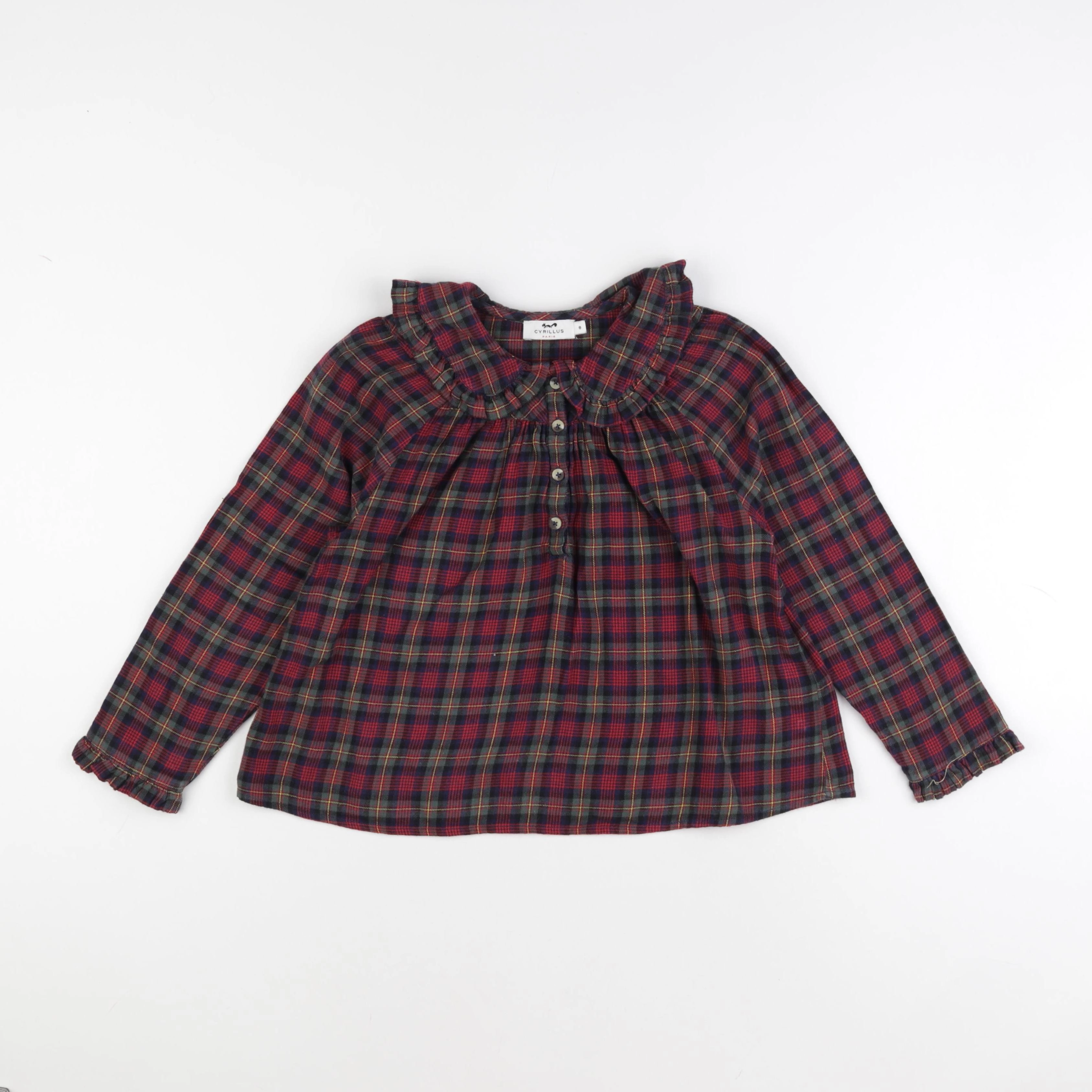 Cyrillus - blouse rouge, bleu - 8 ans