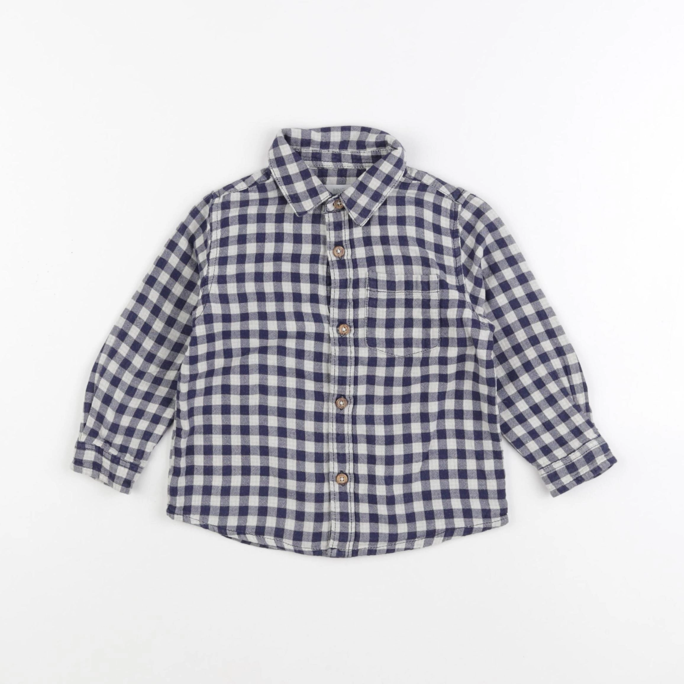 Mango - chemise blanc, bleu - 18/24 mois