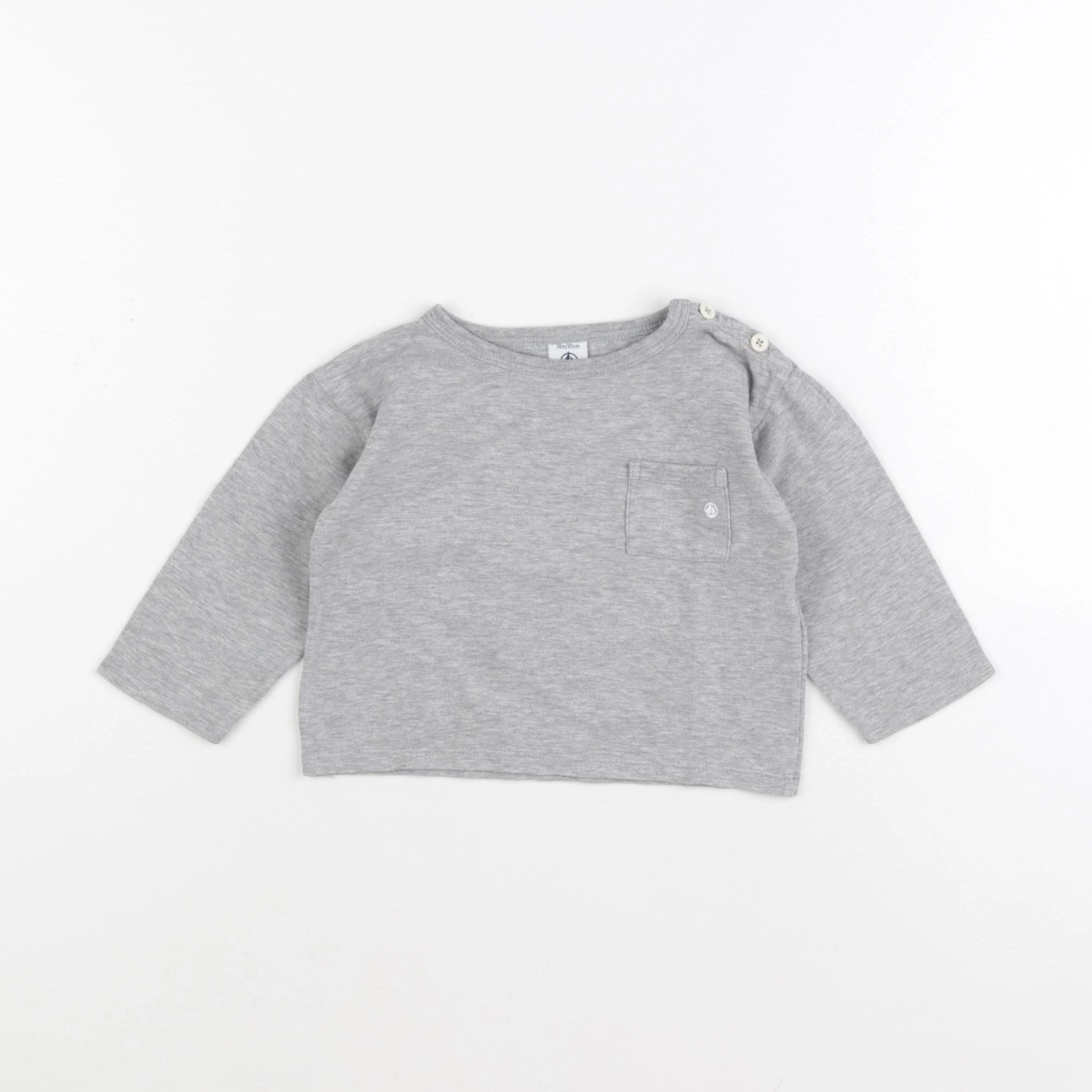 Petit Bateau - tee-shirt gris - 18 mois