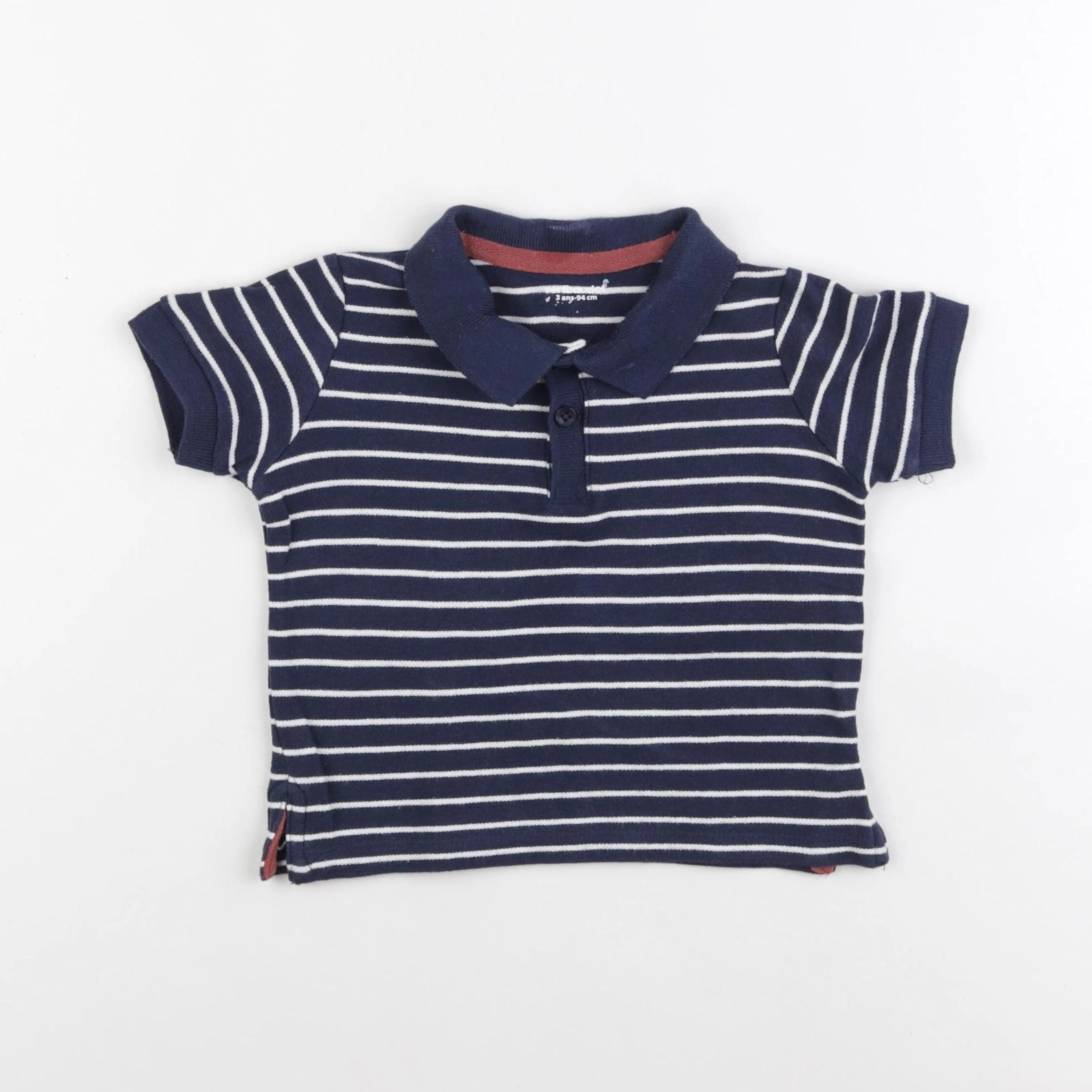 Vertbaudet - polo bleu, blanc - 3 ans