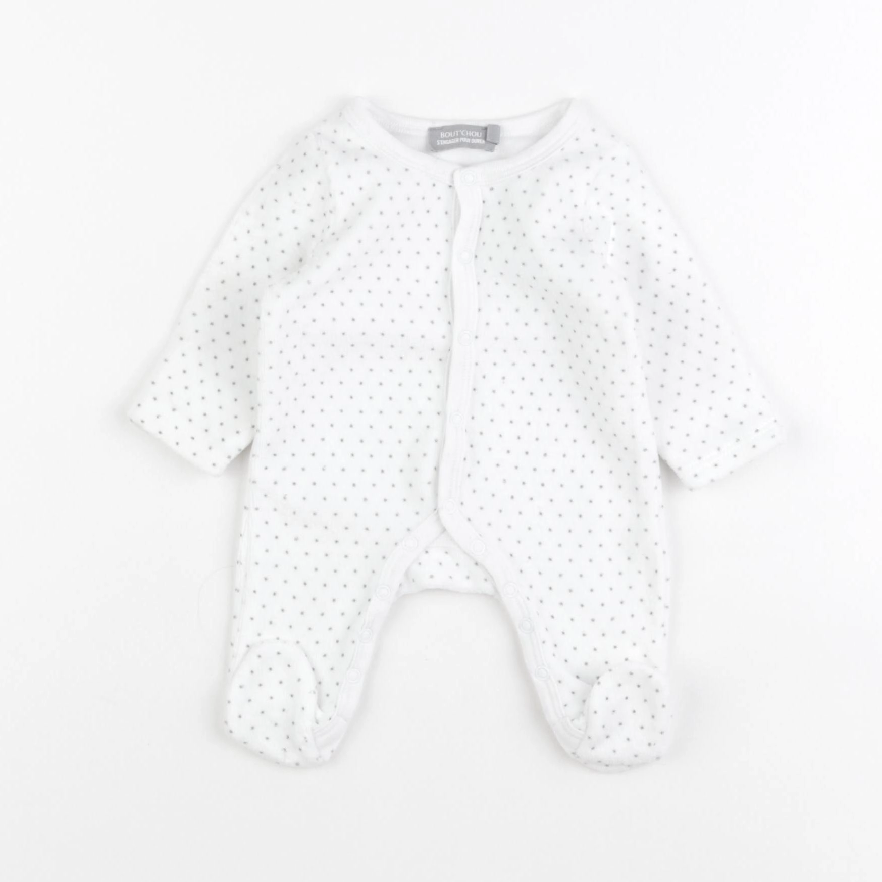 Boutchou - pyjama velours blanc, gris - Prématuré