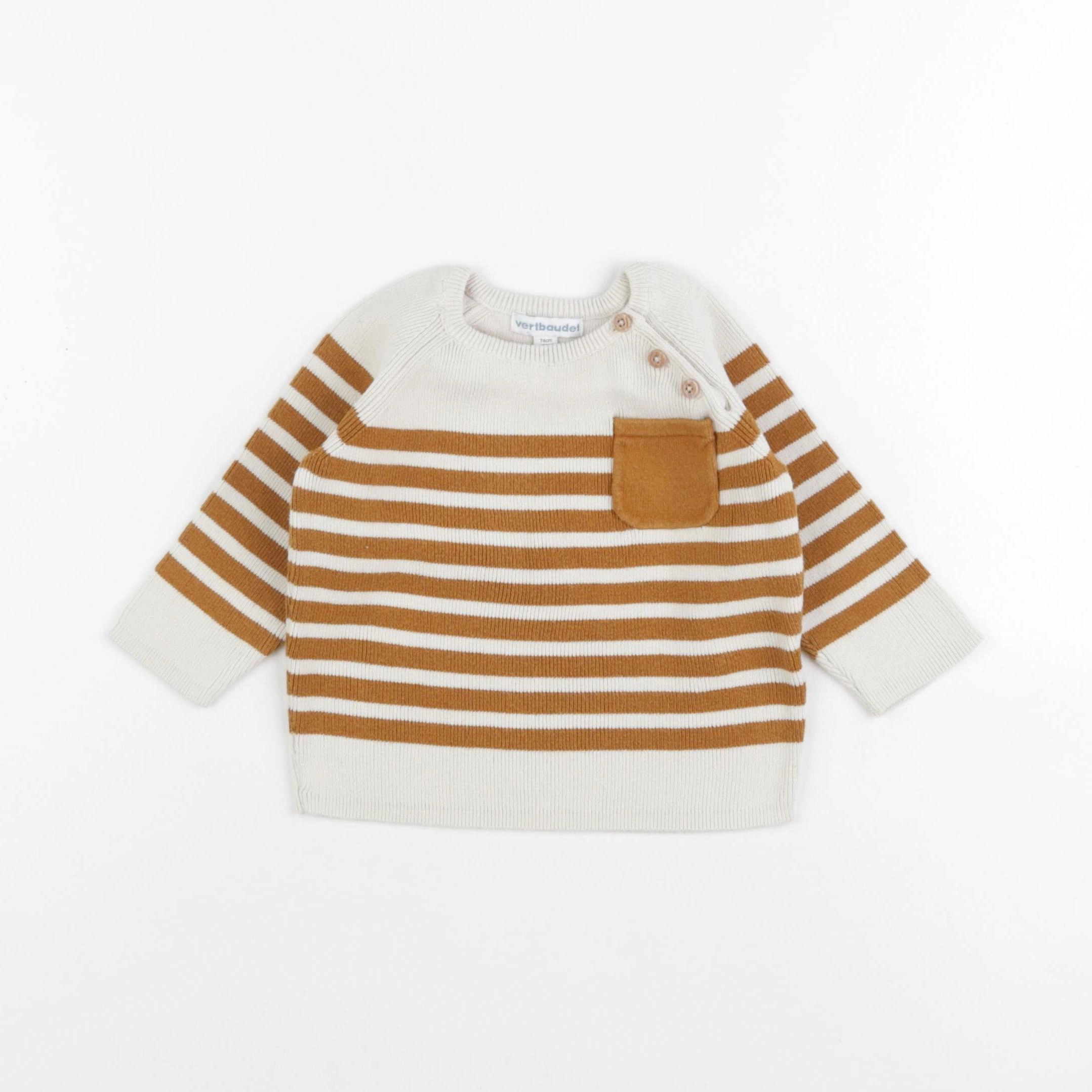 Vertbaudet - pull beige, marron - 12 mois