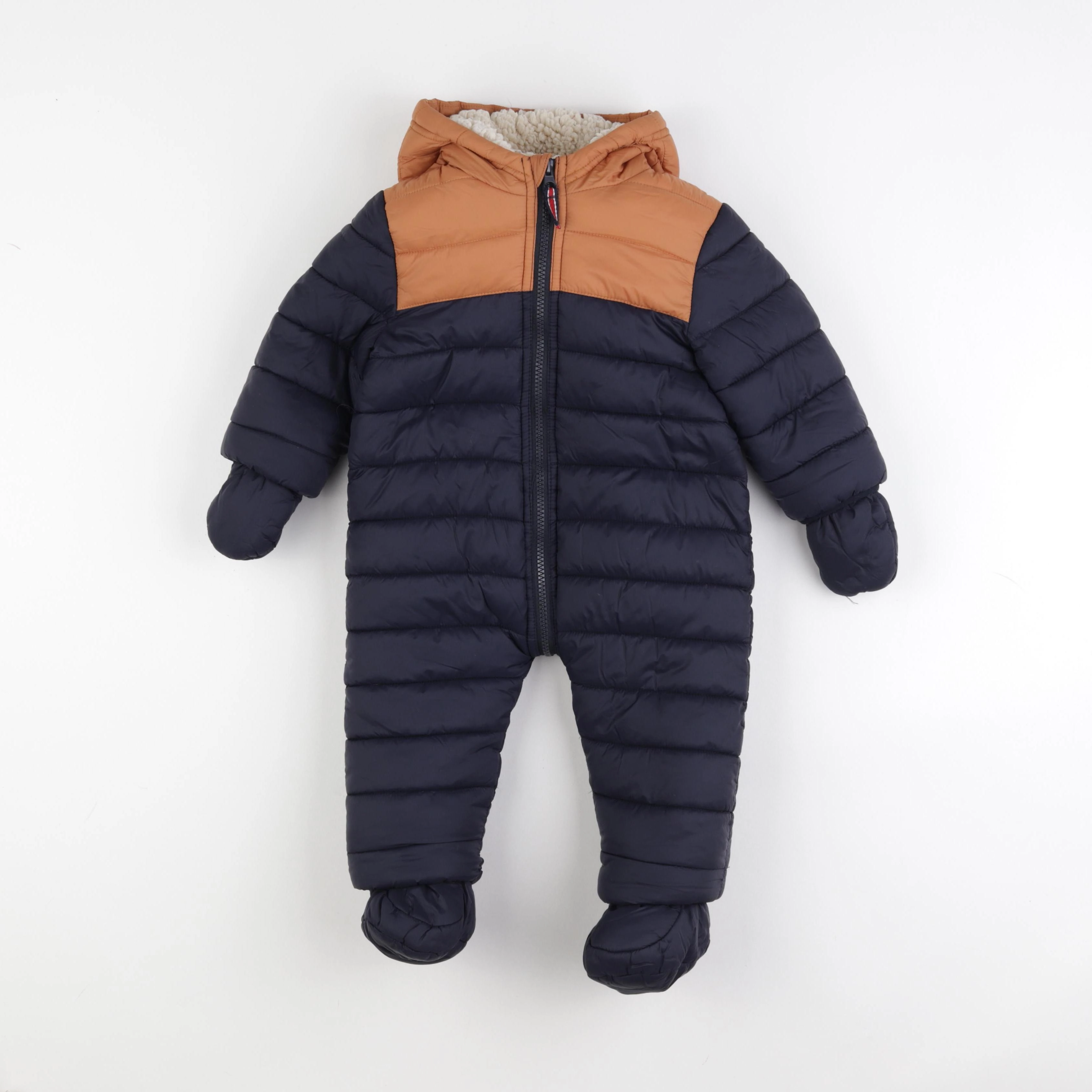 Vertbaudet - combi-pilote bleu, marron - 12 mois
