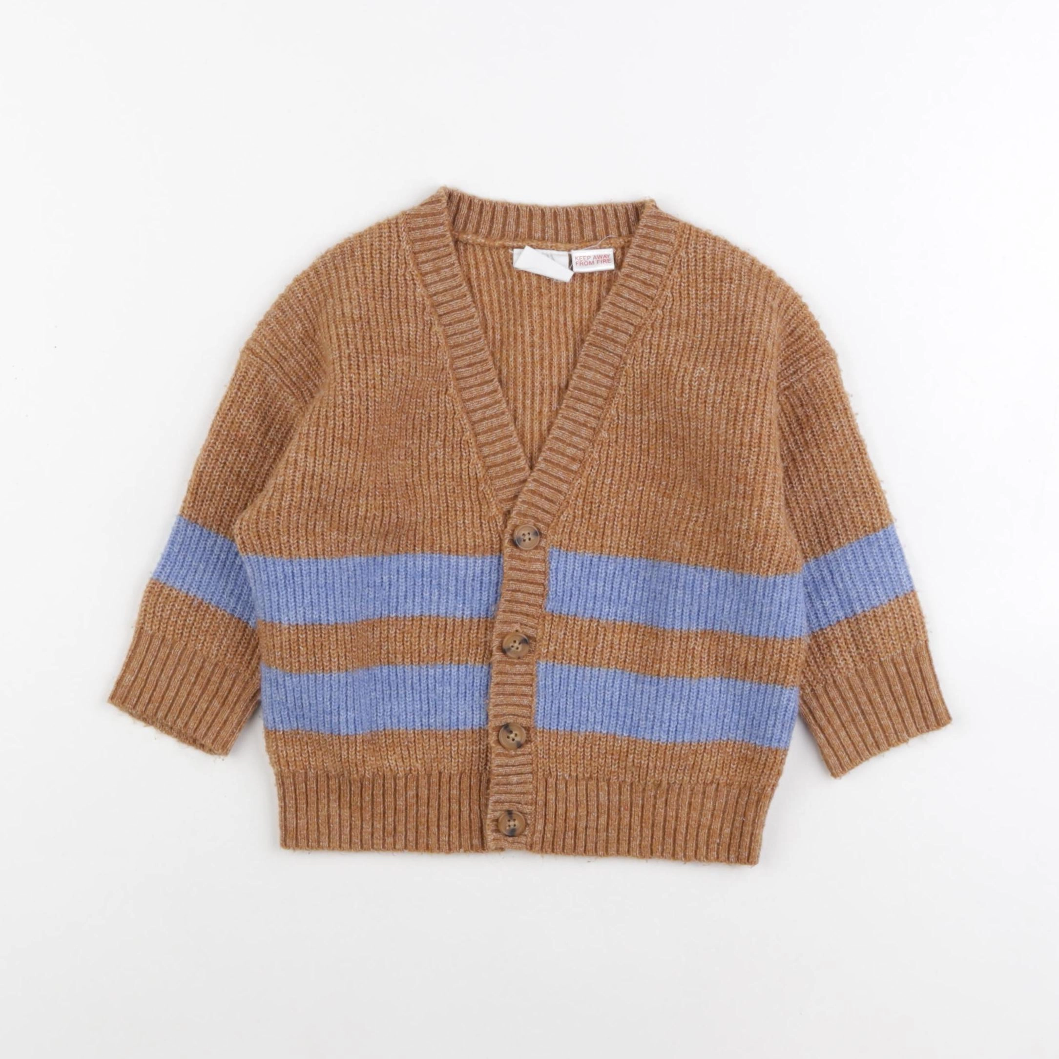 Zara - gilet marron, bleu - 9/12 mois