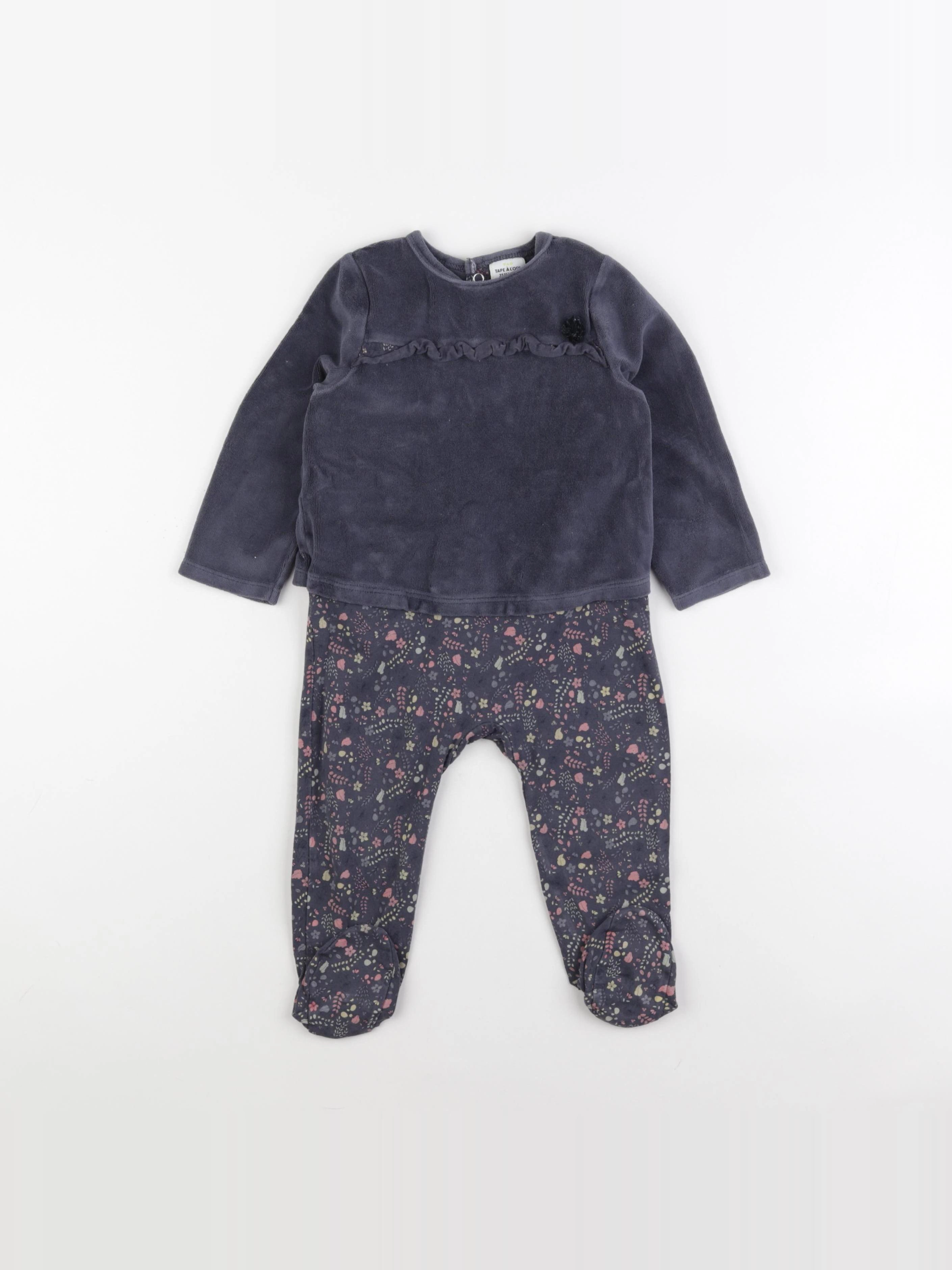 Tape à l'oeil - pyjama velours gris - 24 mois