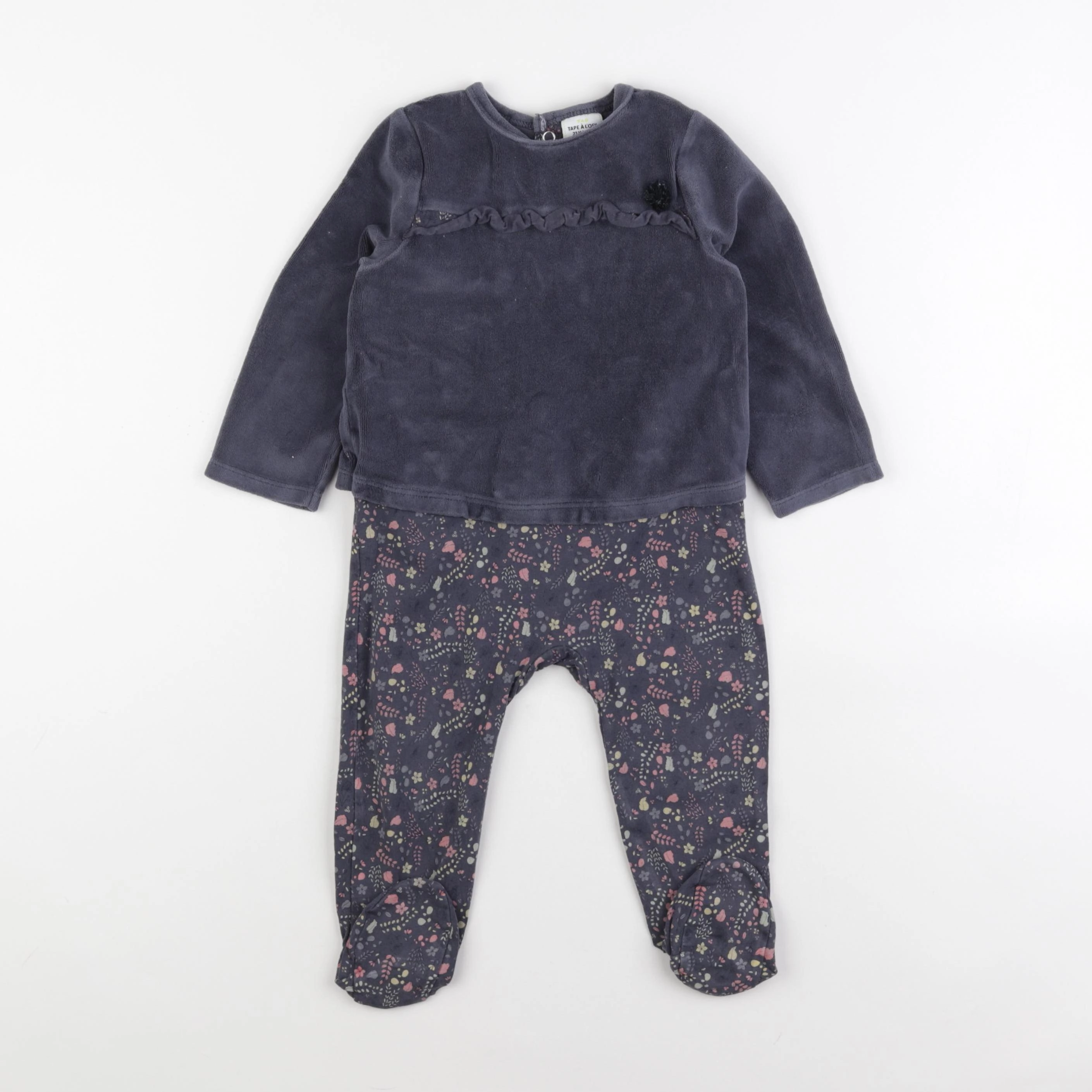 Tape à l'oeil - pyjama velours gris - 24 mois