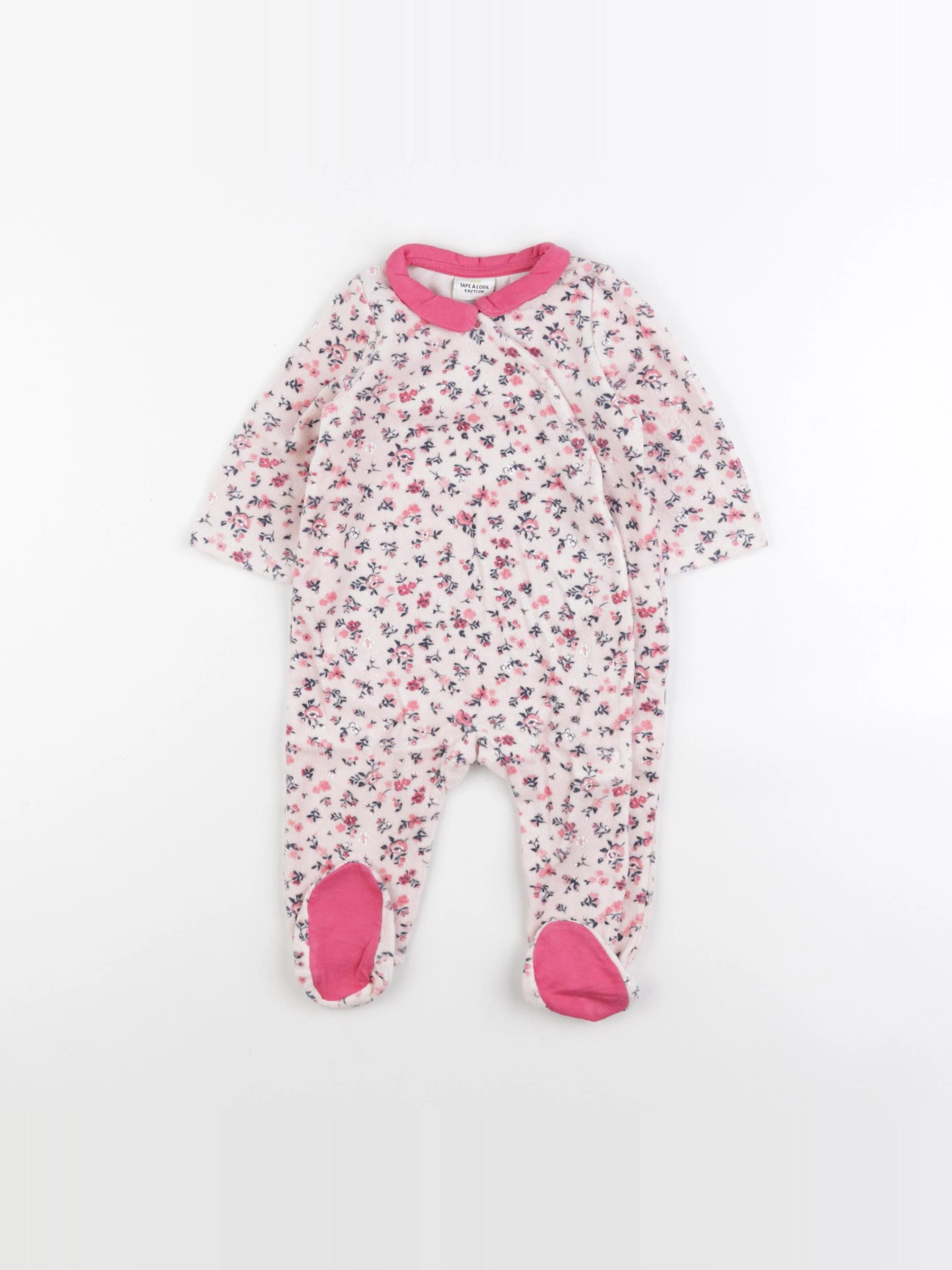 Tape à l'oeil - pyjama velours rose - 9 mois