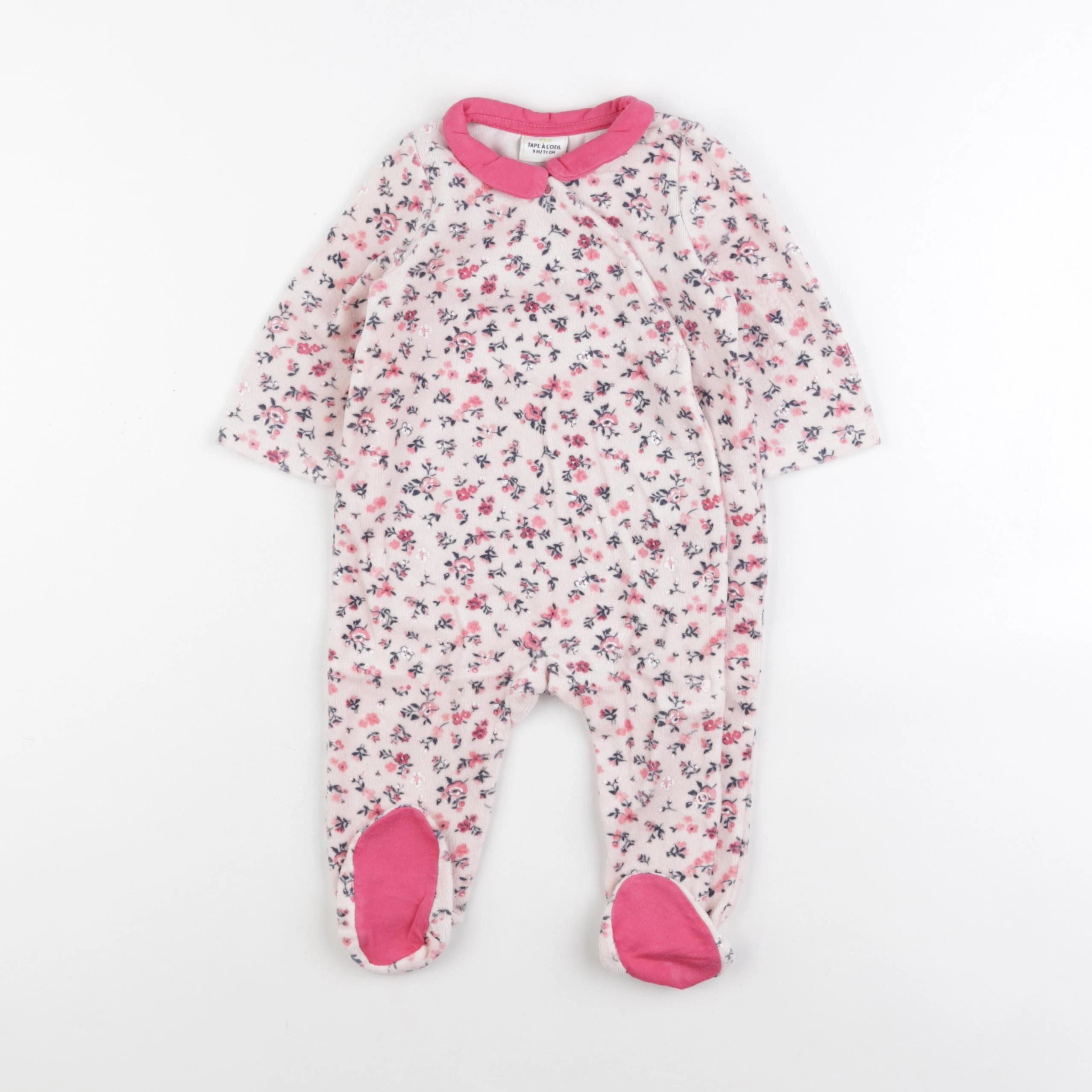 Tape à l'oeil - pyjama velours rose - 9 mois